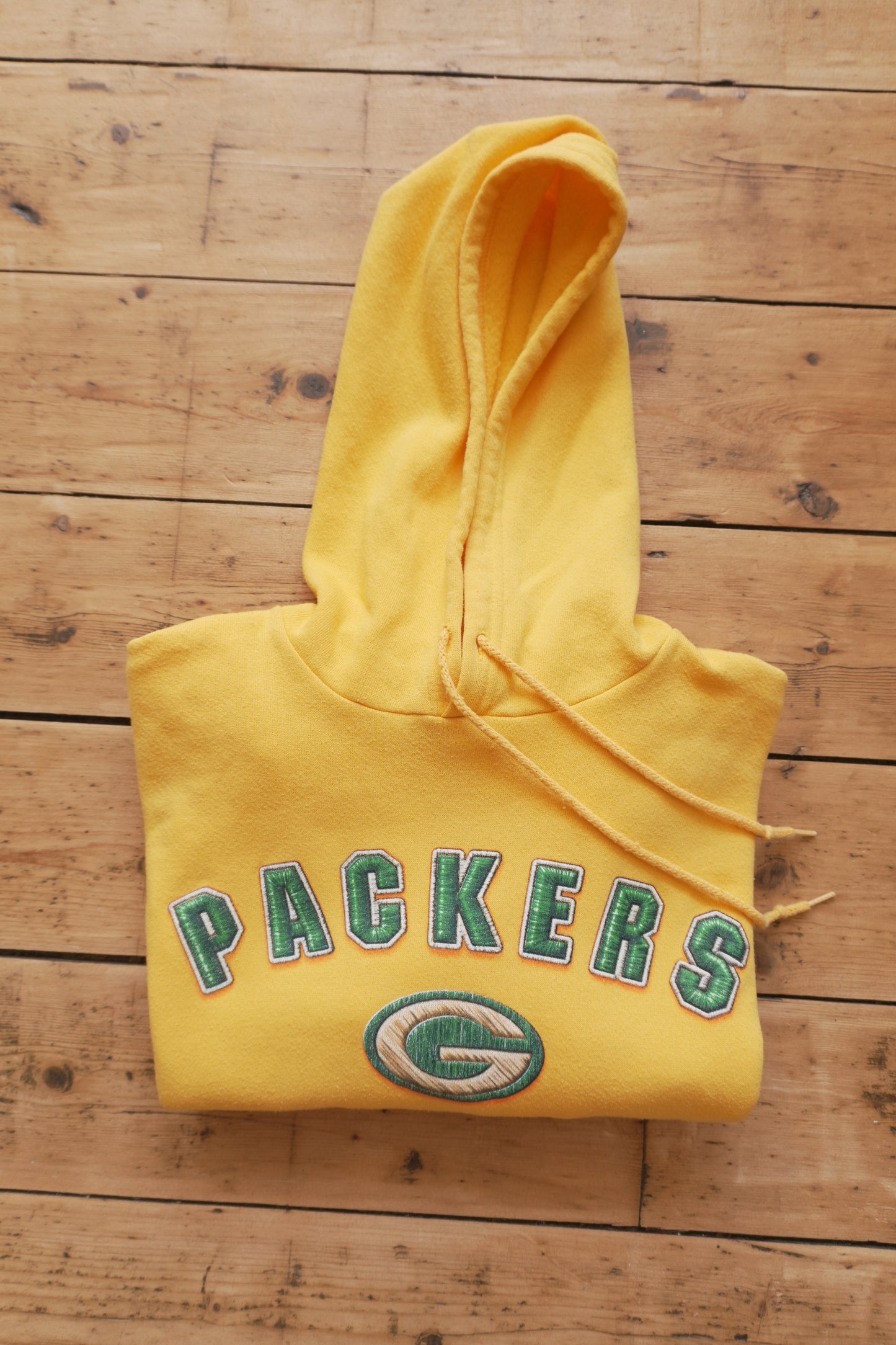 Hoodie Vintage Greenbay Packers 90s 2000s Yellow NFL Men's Large US Sportswear