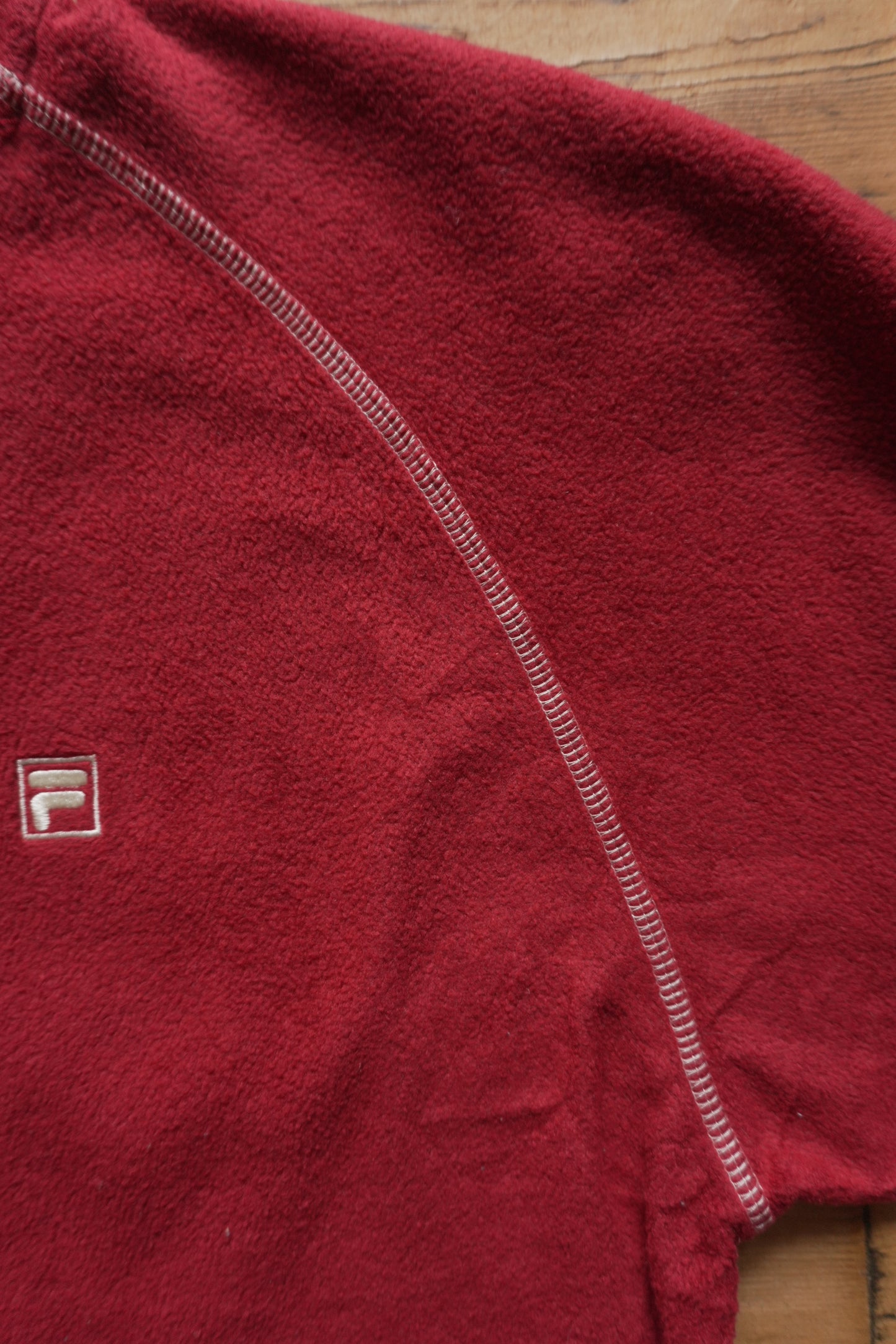 Fleece Fila Jacket Red Women's XL Full Zip Up High Neck Gorpcore