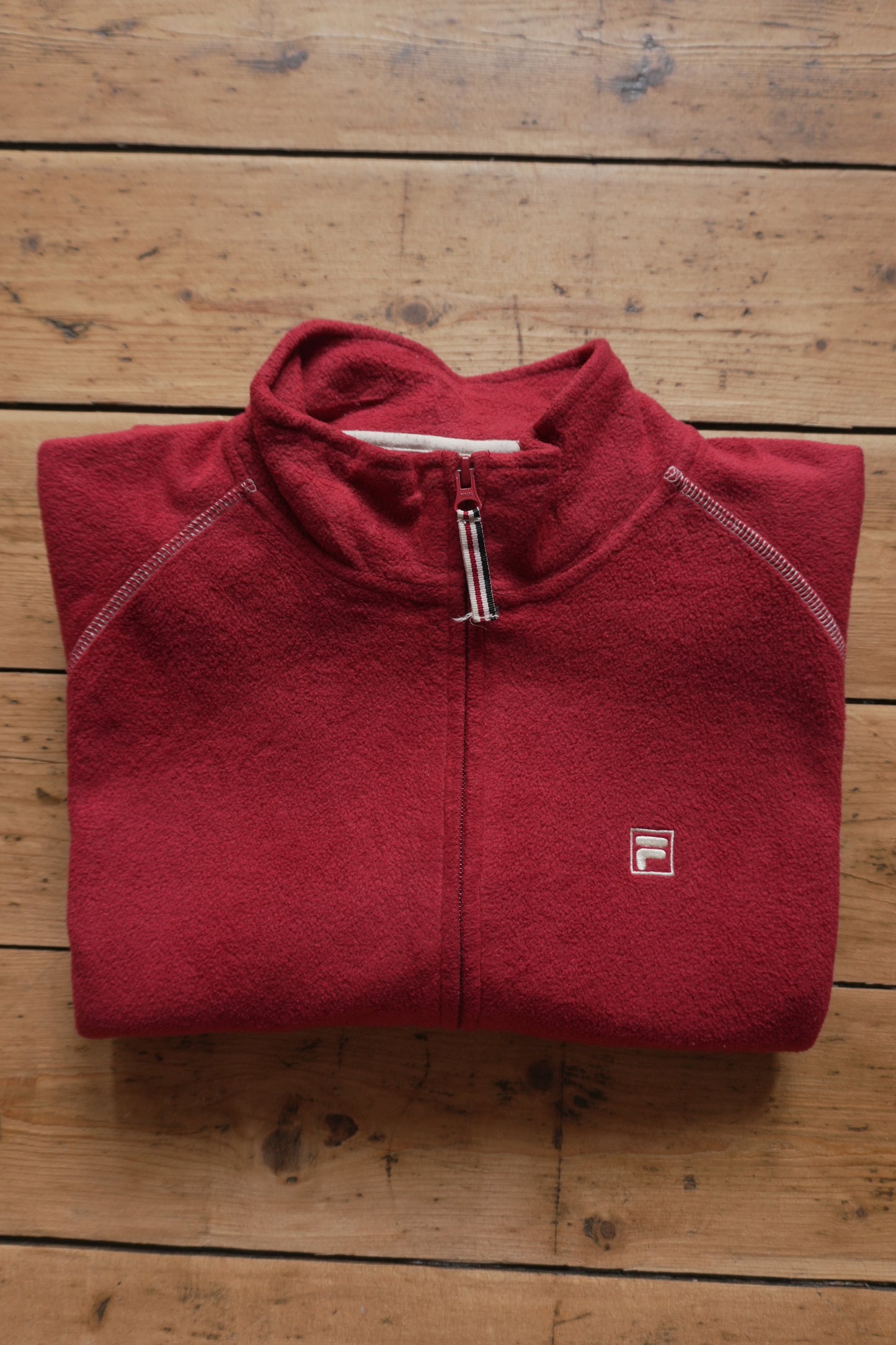 Fleece Fila Jacket Red Women's XL Full Zip Up High Neck Gorpcore