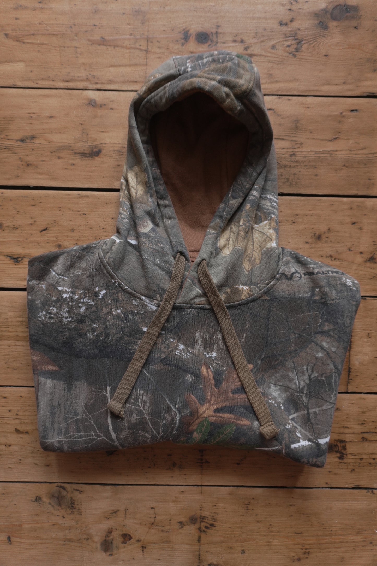 Hoodie Vintage Realtree 2000's Y2K Green Brown Camo Streetwear Men's Large