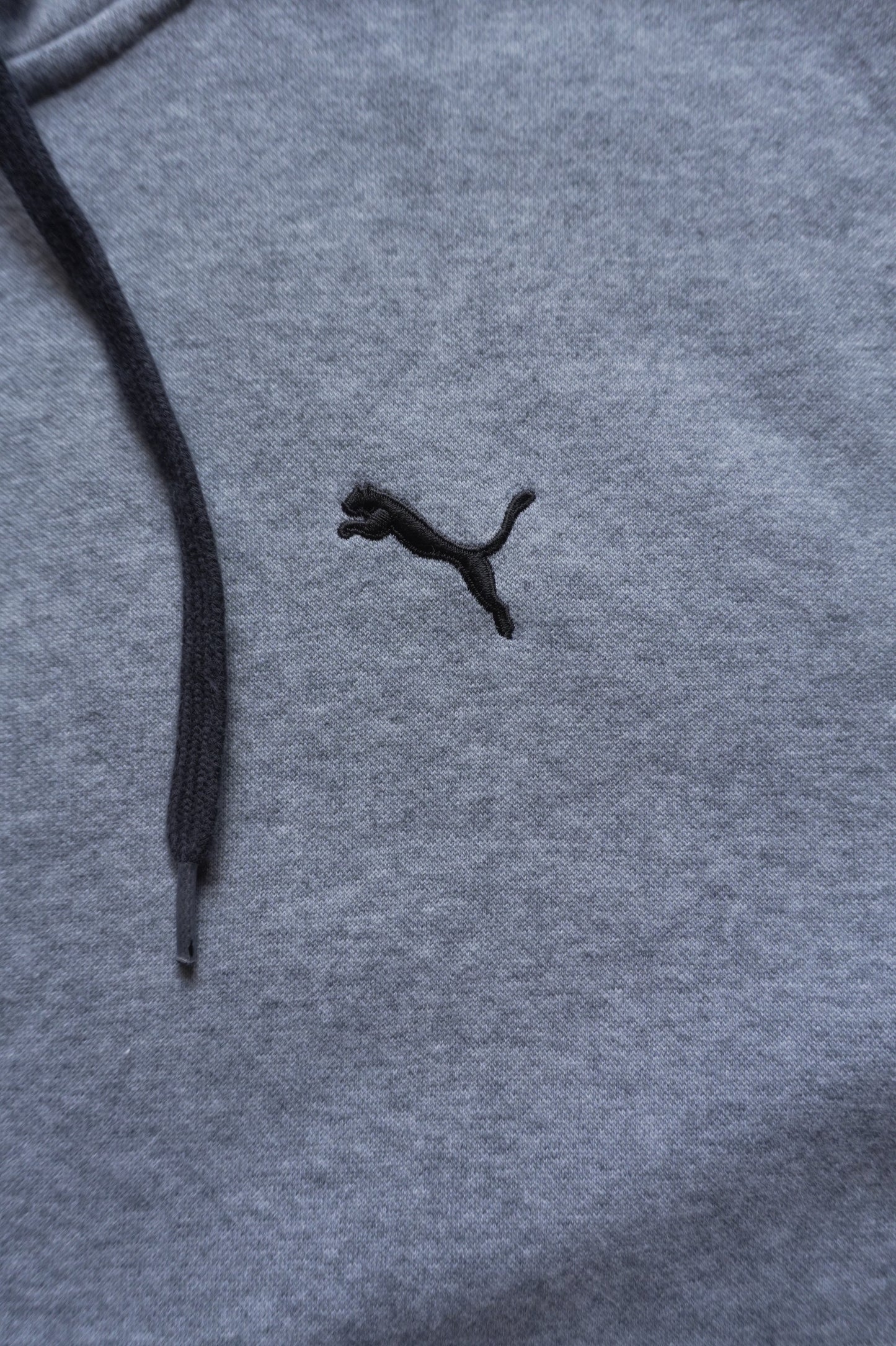 Hoodie Puma Grey Men's Large Full Zip Black Print on Sleeve