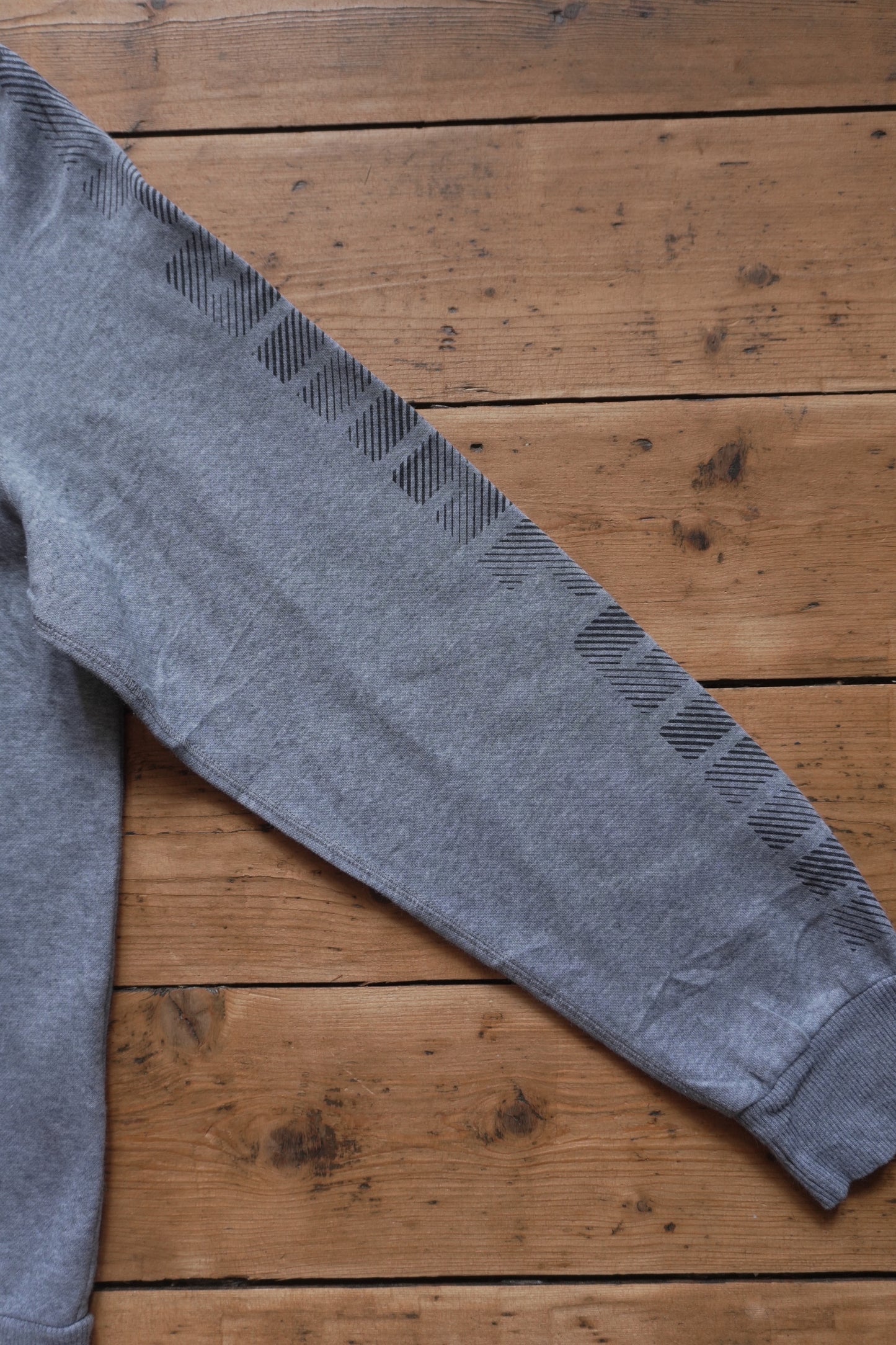 Hoodie Puma Grey Men's Large Full Zip Black Print on Sleeve