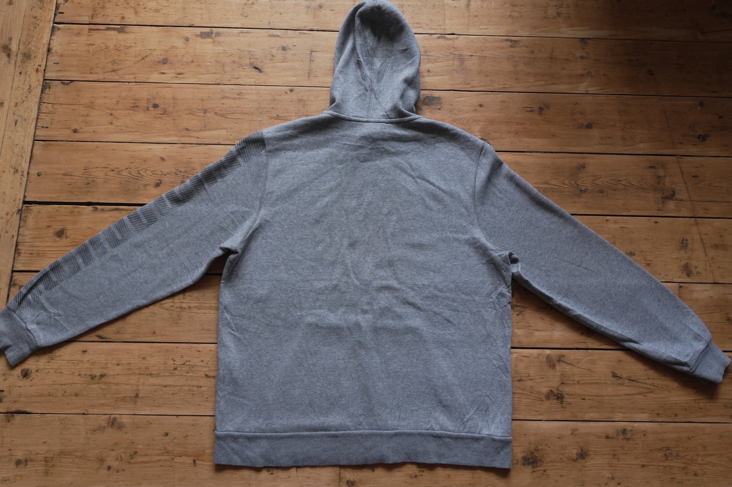 Hoodie Puma Grey Men's Large Full Zip Black Print on Sleeve