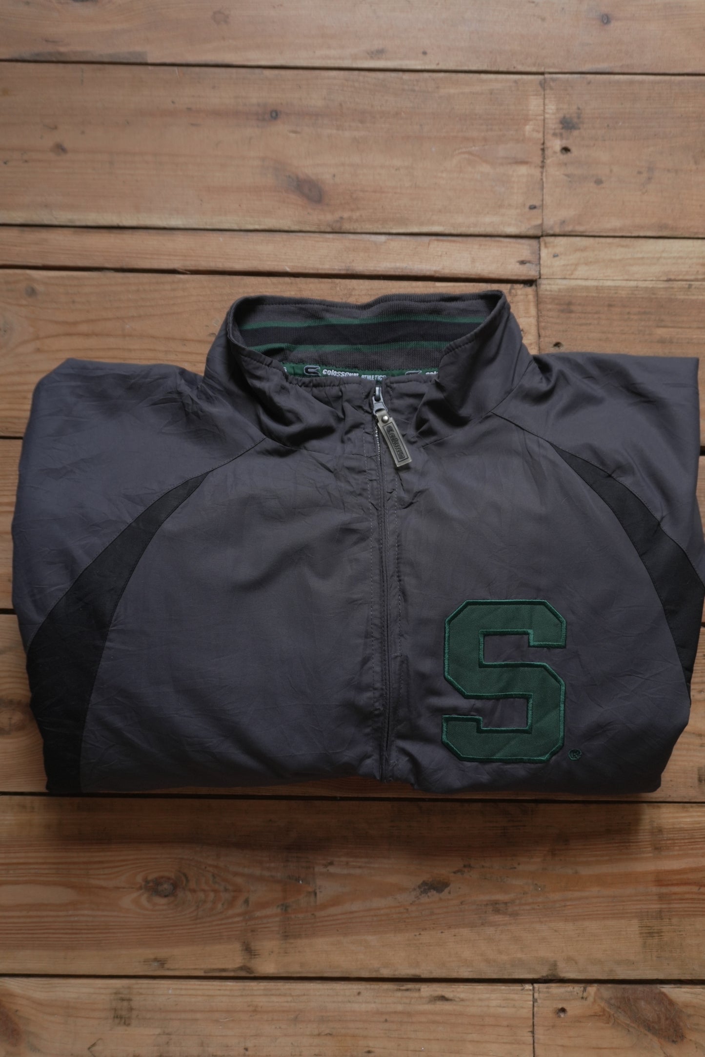 Vintage Spartans Colosseum Athletics Grey Sports Jacket Full Zip Men's Large