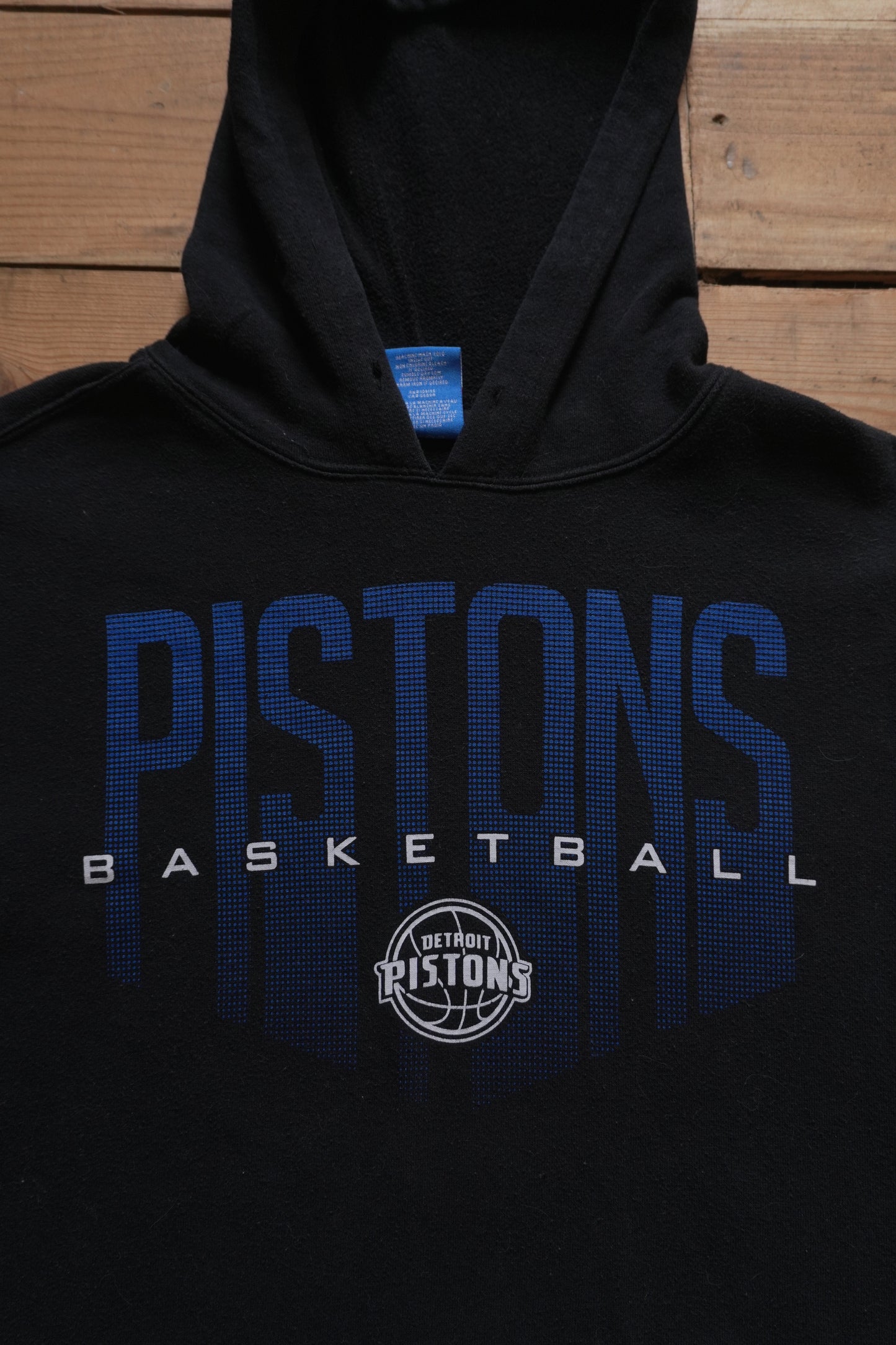 Hoodie Vintage NBA Detroit Pistons Champion Blue Label Black Men's Large