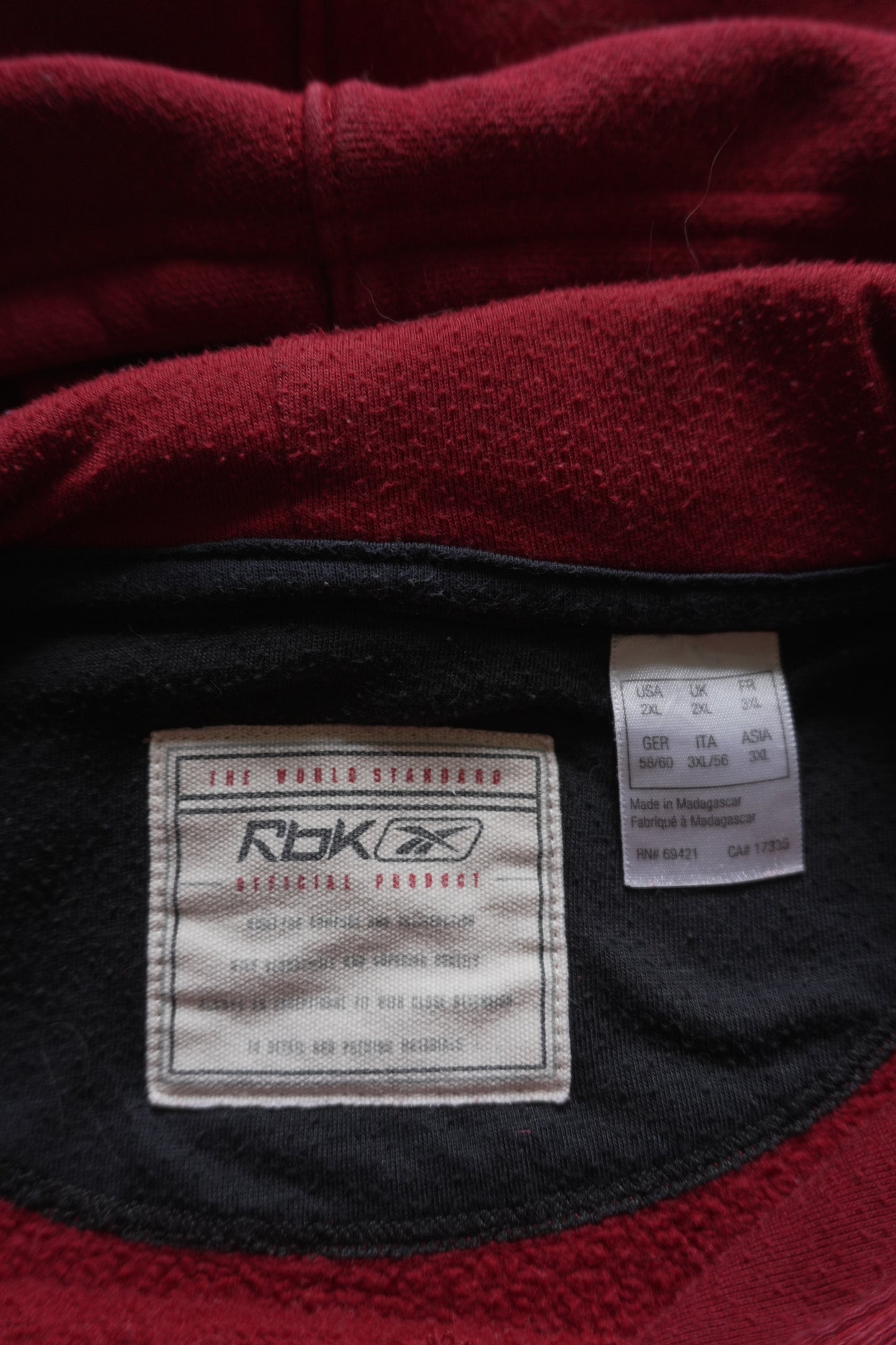 Hoodie Vintage 2000's Y2K Reebok Men's XXL Red Oversized Streetwear