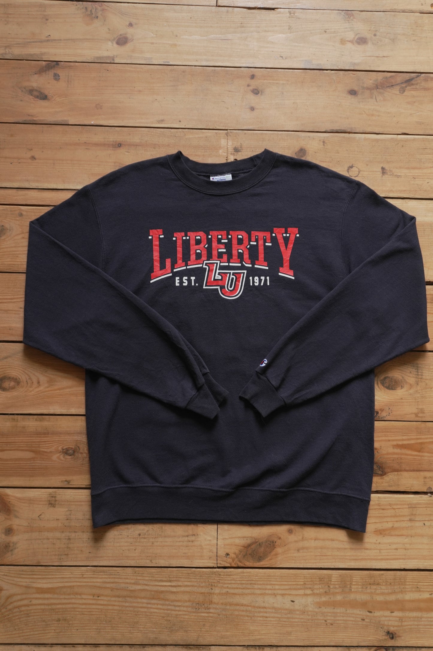 Champion Sweatshirt Liberty University Navy Blue Collegiate Crew Neck Men's Large