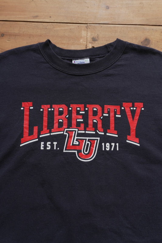 Champion Sweatshirt Liberty University Navy Blue Collegiate Crew Neck Men's Large
