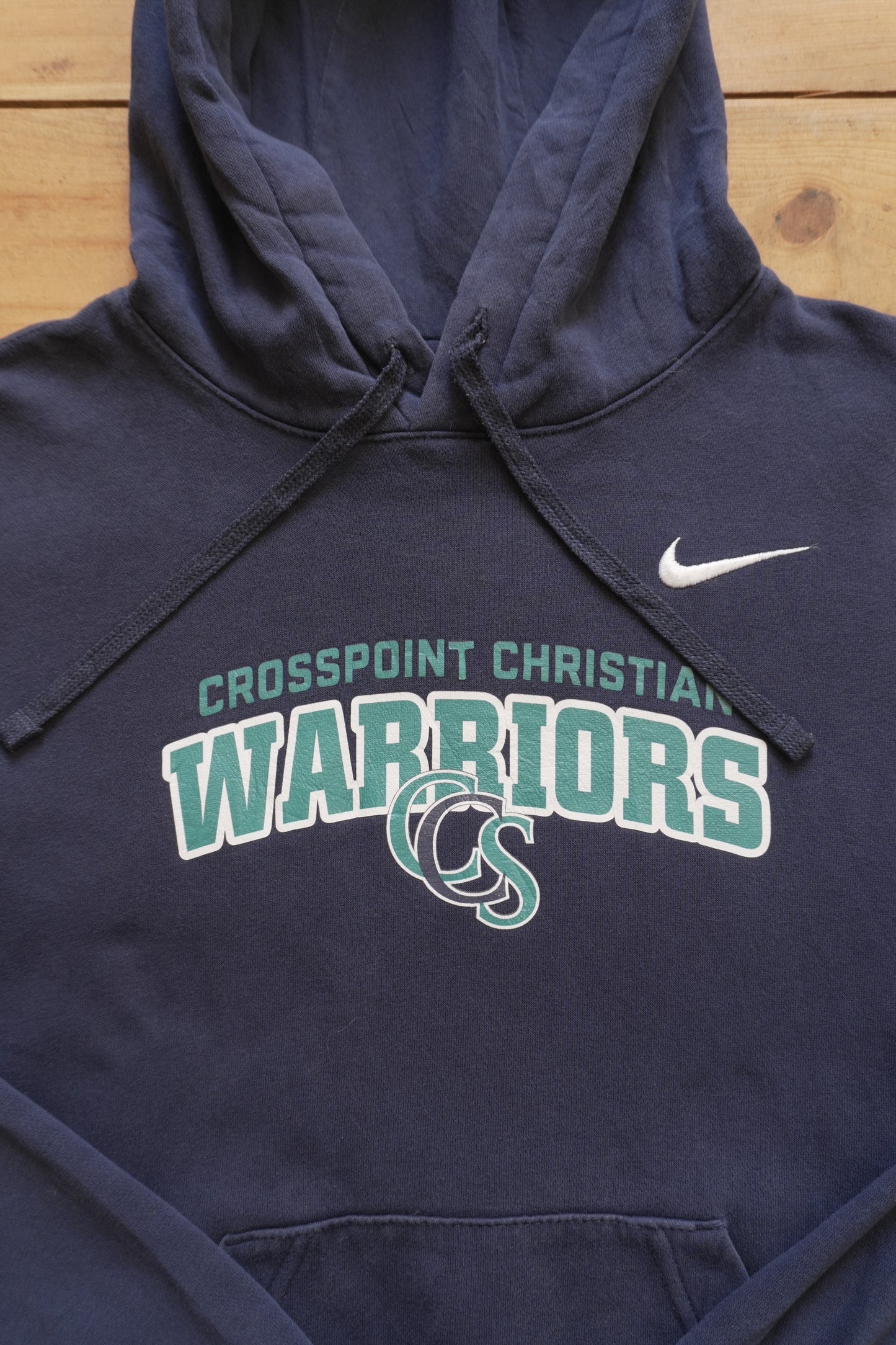 Hoodie Vintage Nike 2000's Crosspoint Christian Warriors Navy Blue Women's Medium
