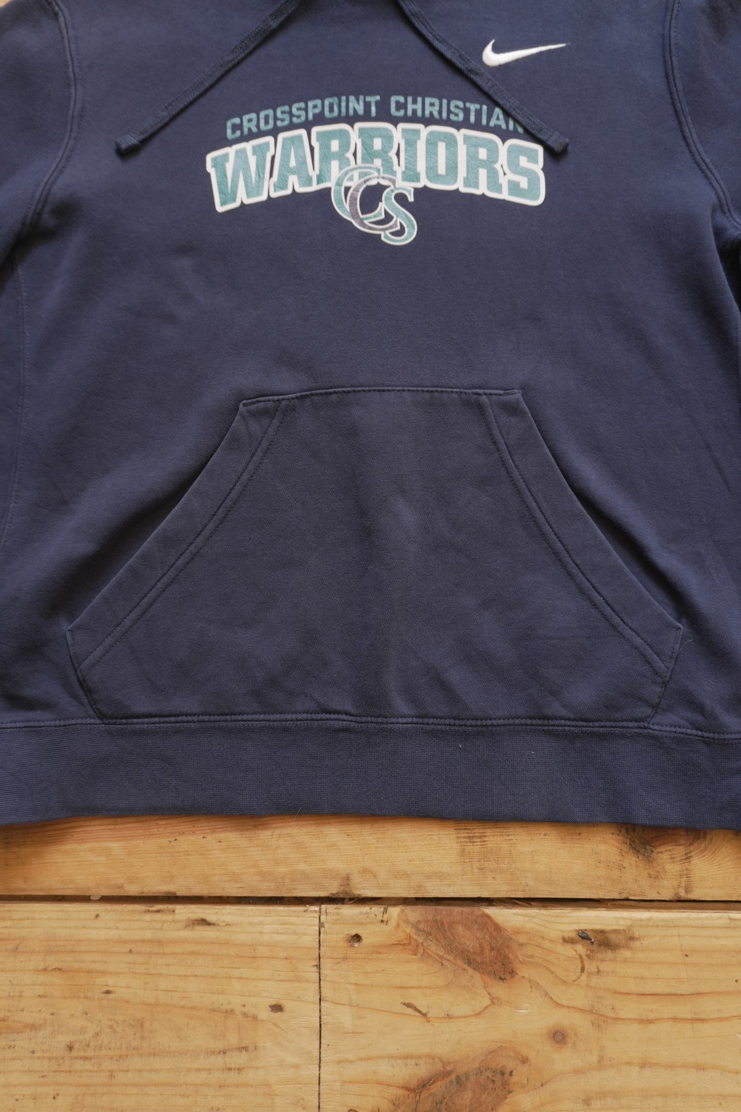 Hoodie Vintage Nike 2000's Crosspoint Christian Warriors Navy Blue Women's Medium
