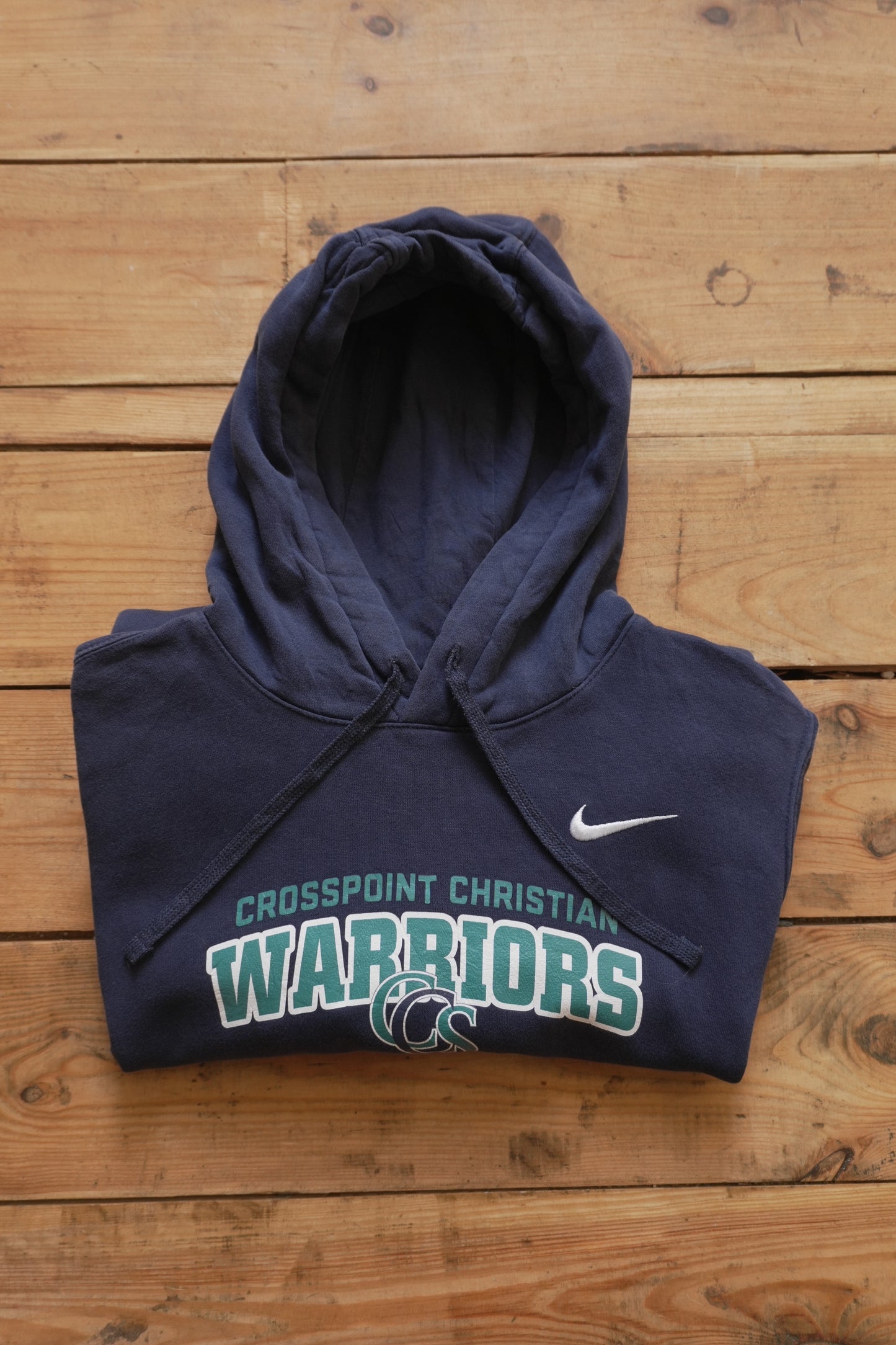 Hoodie Vintage Nike 2000's Crosspoint Christian Warriors Navy Blue Women's Medium