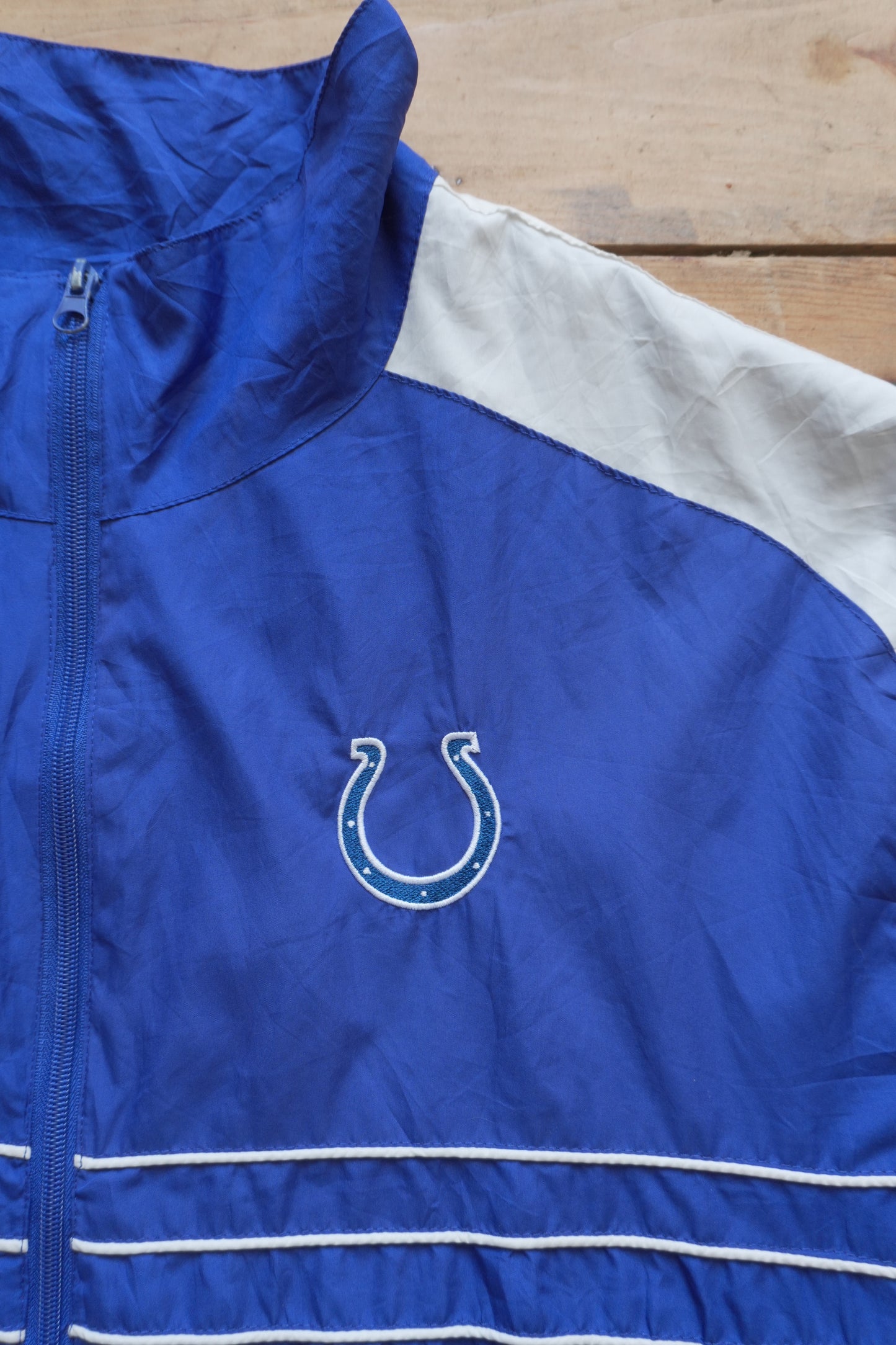 Vintage 90s Windbreaker Jacket NFL Reebok Men's Indianapolis Colts Blue White Full Zip XXL