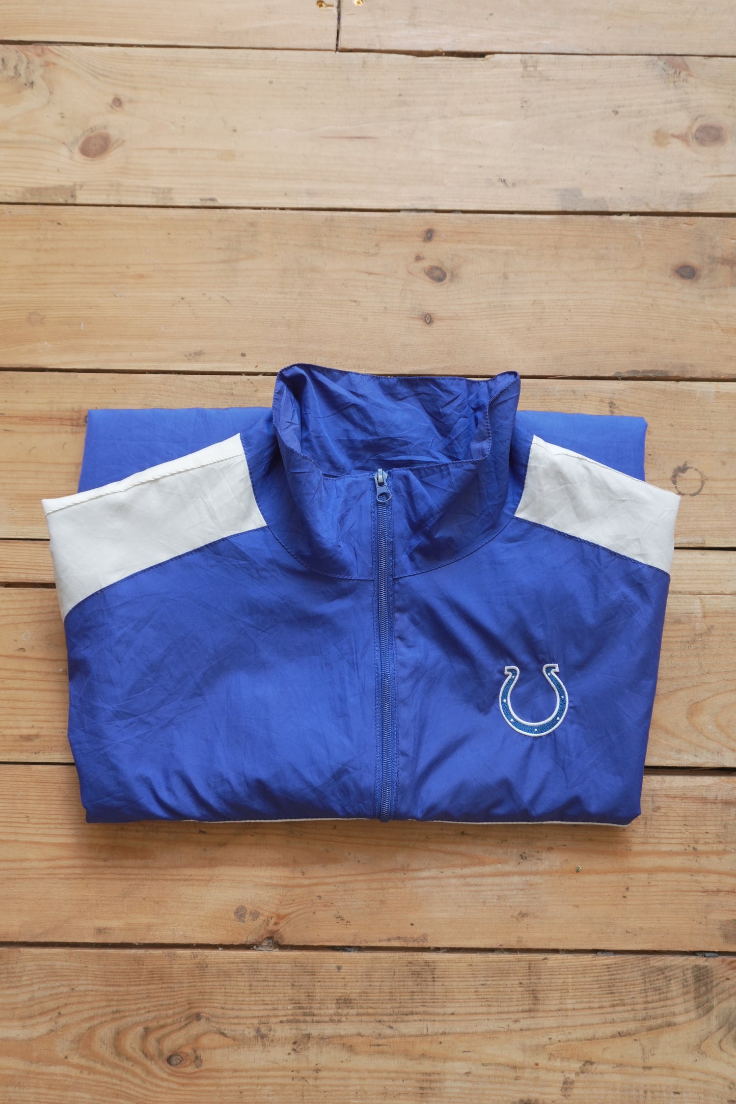 Vintage 90s Windbreaker Jacket NFL Reebok Men's Indianapolis Colts Blue White Full Zip XXL