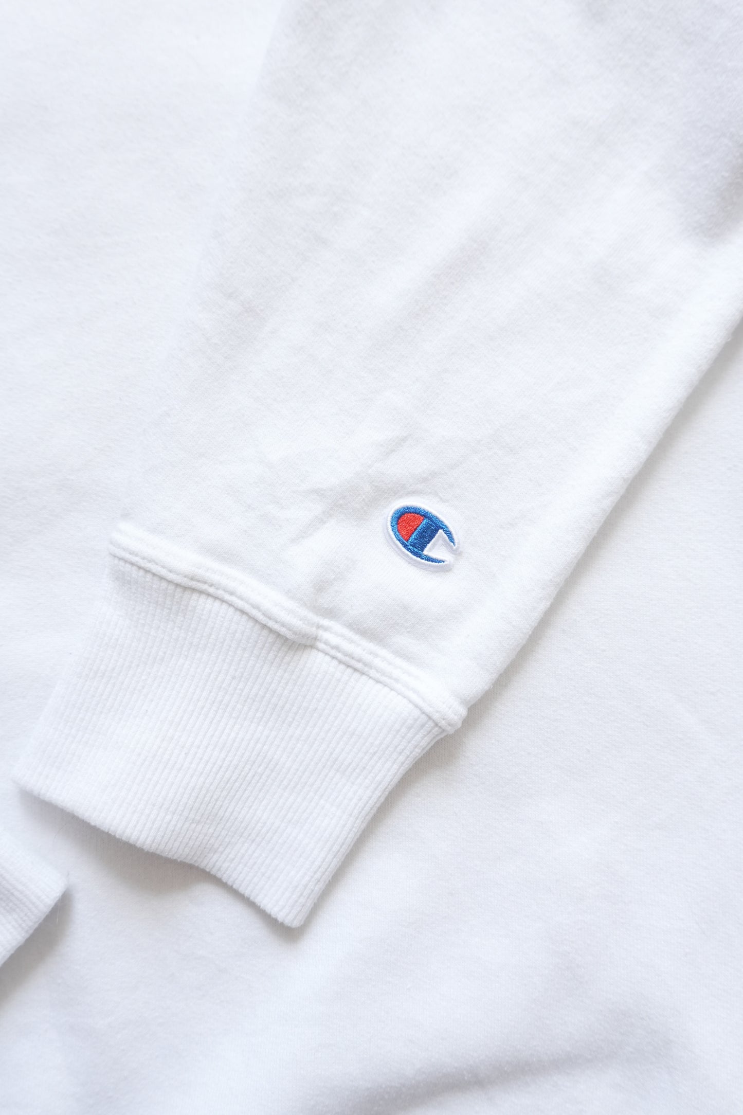 Vintage Champion Sweatshirt 90's Men White Large Dual "C" logos (Chest + Sleeve) Sportswear