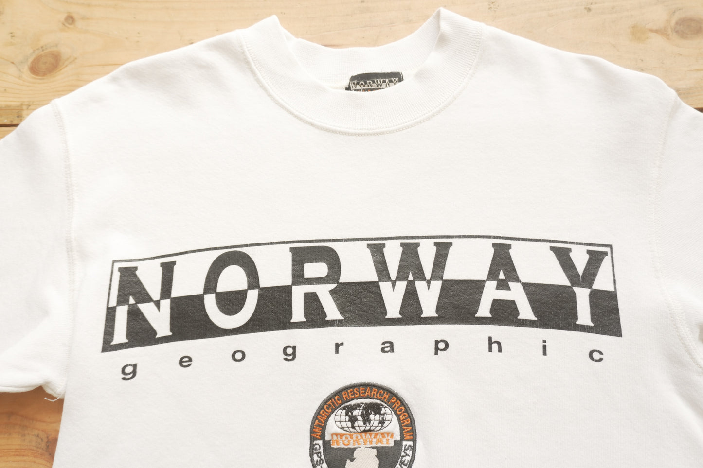 Vintage Sweatshirt Norway Geographic 80s 90s Cream Men's Small Crew Neck