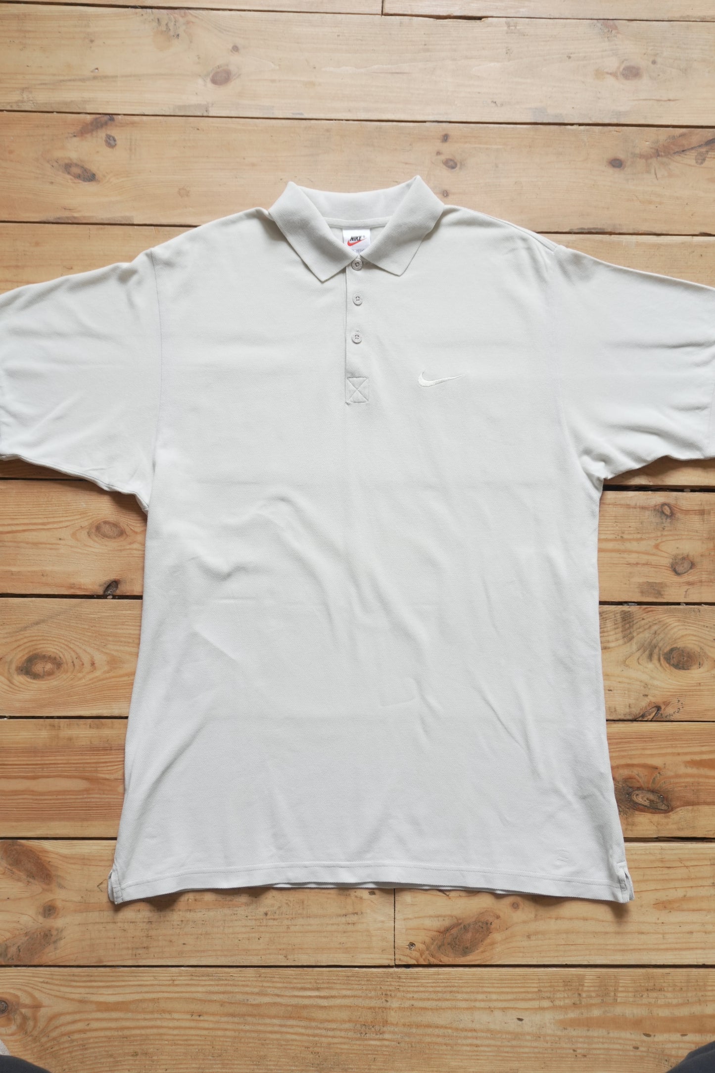 Nike Polo Shirt Cream Men's Medium Short Sleeve T-shirt Collared
