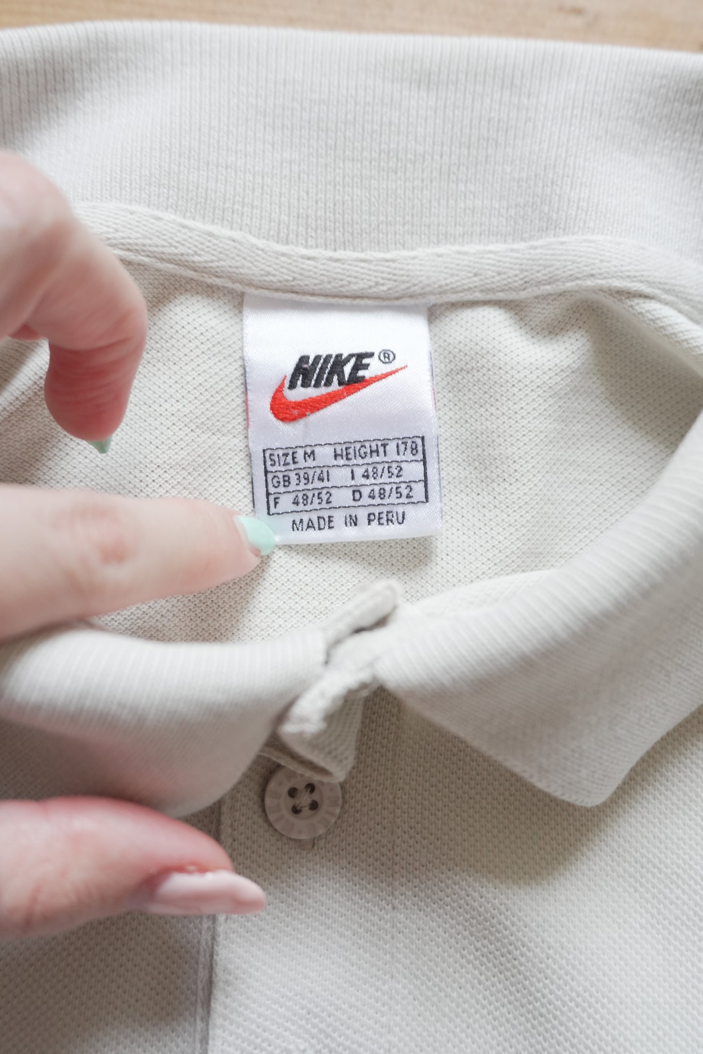 Nike Polo Shirt Cream Men's Medium Short Sleeve T-shirt Collared