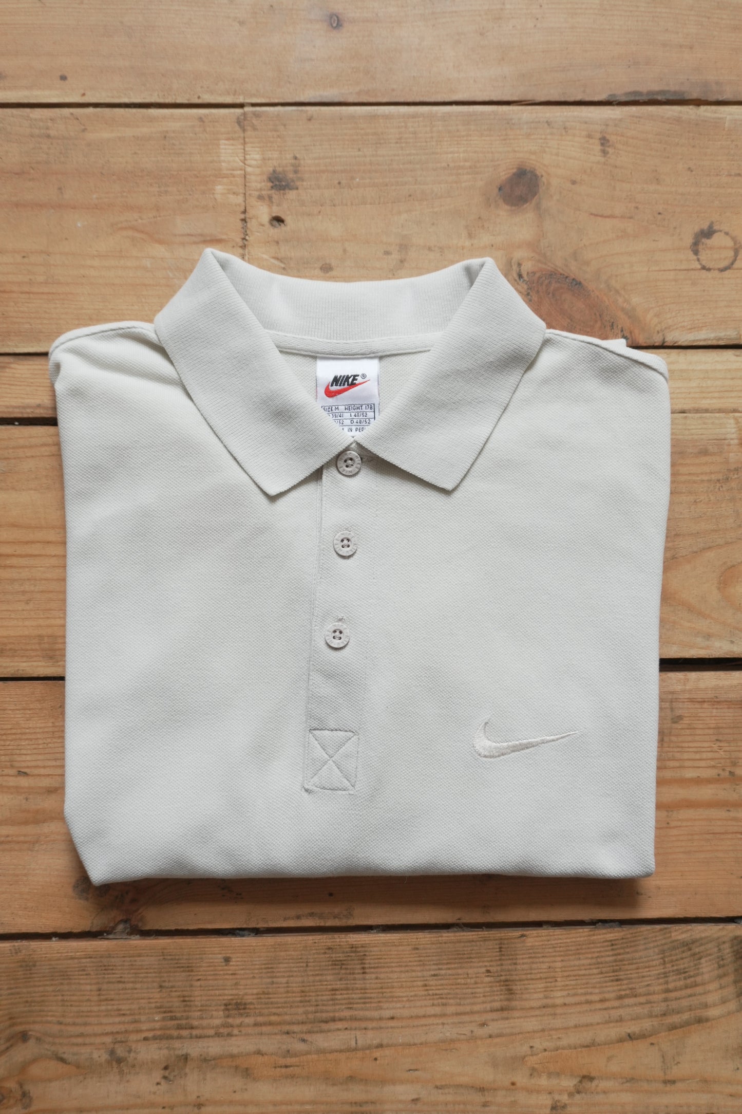 Nike Polo Shirt Cream Men's Medium Short Sleeve T-shirt Collared