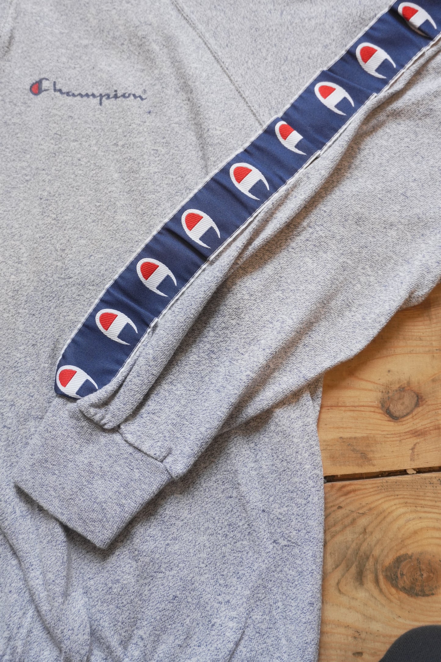 Vintage Champion Quarter Zip Sweatshirt Grey Marl Long Sleeve Turtle Neck Women's Medium