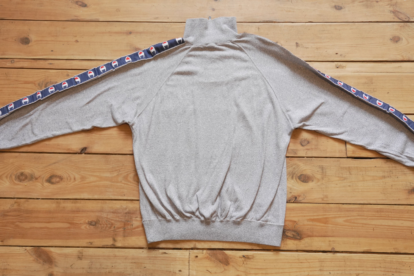 Vintage Champion Quarter Zip Sweatshirt Grey Marl Long Sleeve Turtle Neck Women's Medium