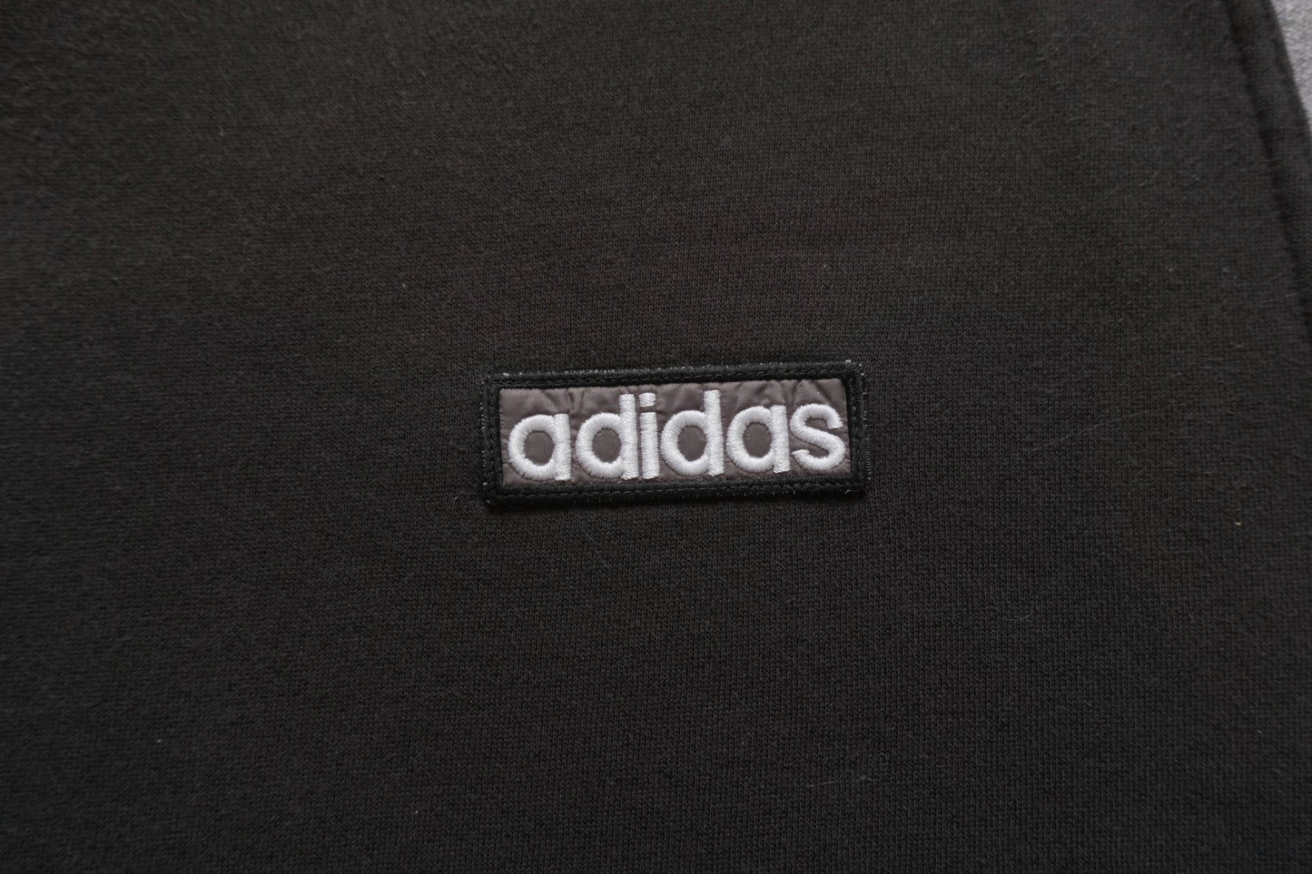 Vintage Adidas Sweatshirt Black White Grey V-neck White Arm Stripes Men's XL