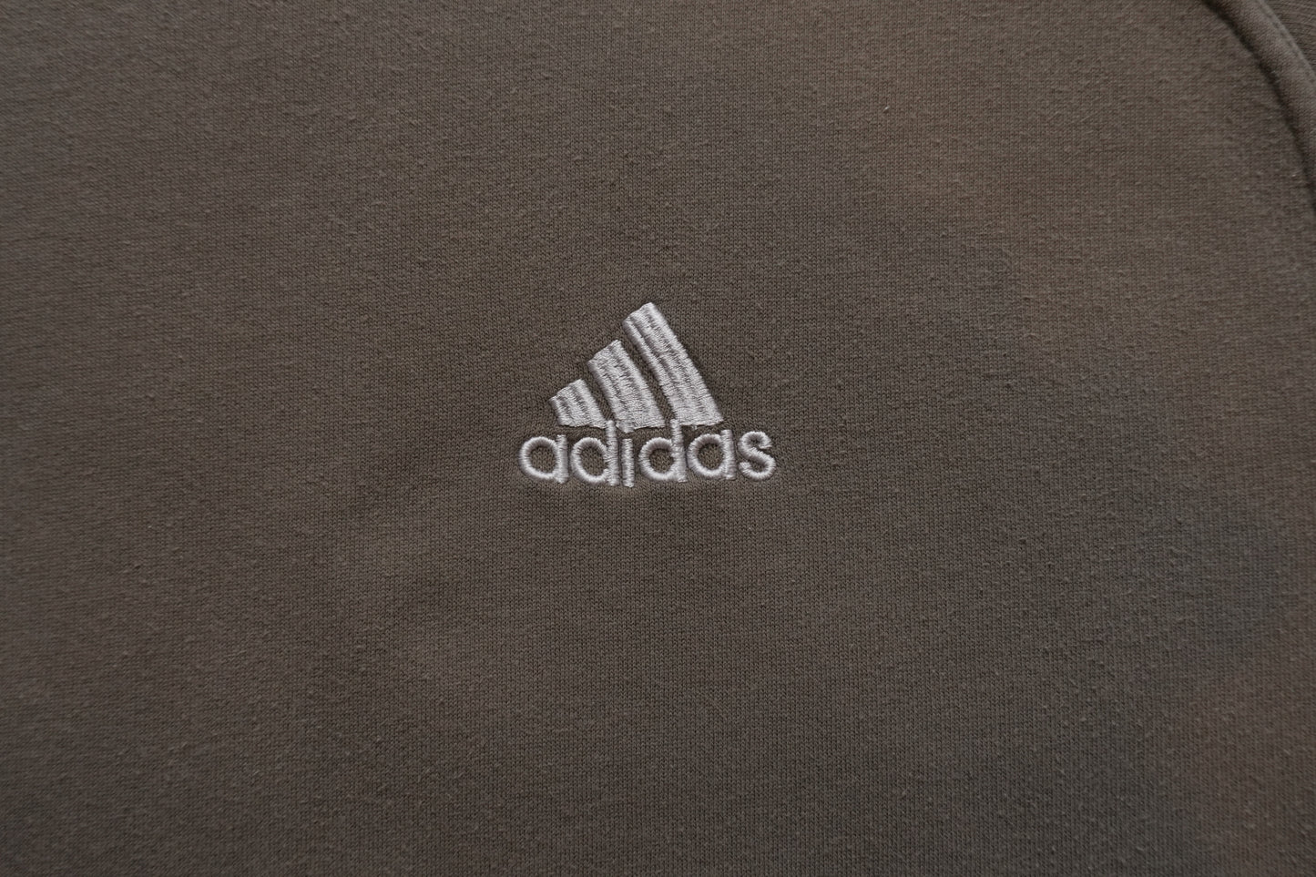 Adidas Sweatshirt Olive Khaki Green Grey Arm Stipe Men's XL Long Sleeve V-neck