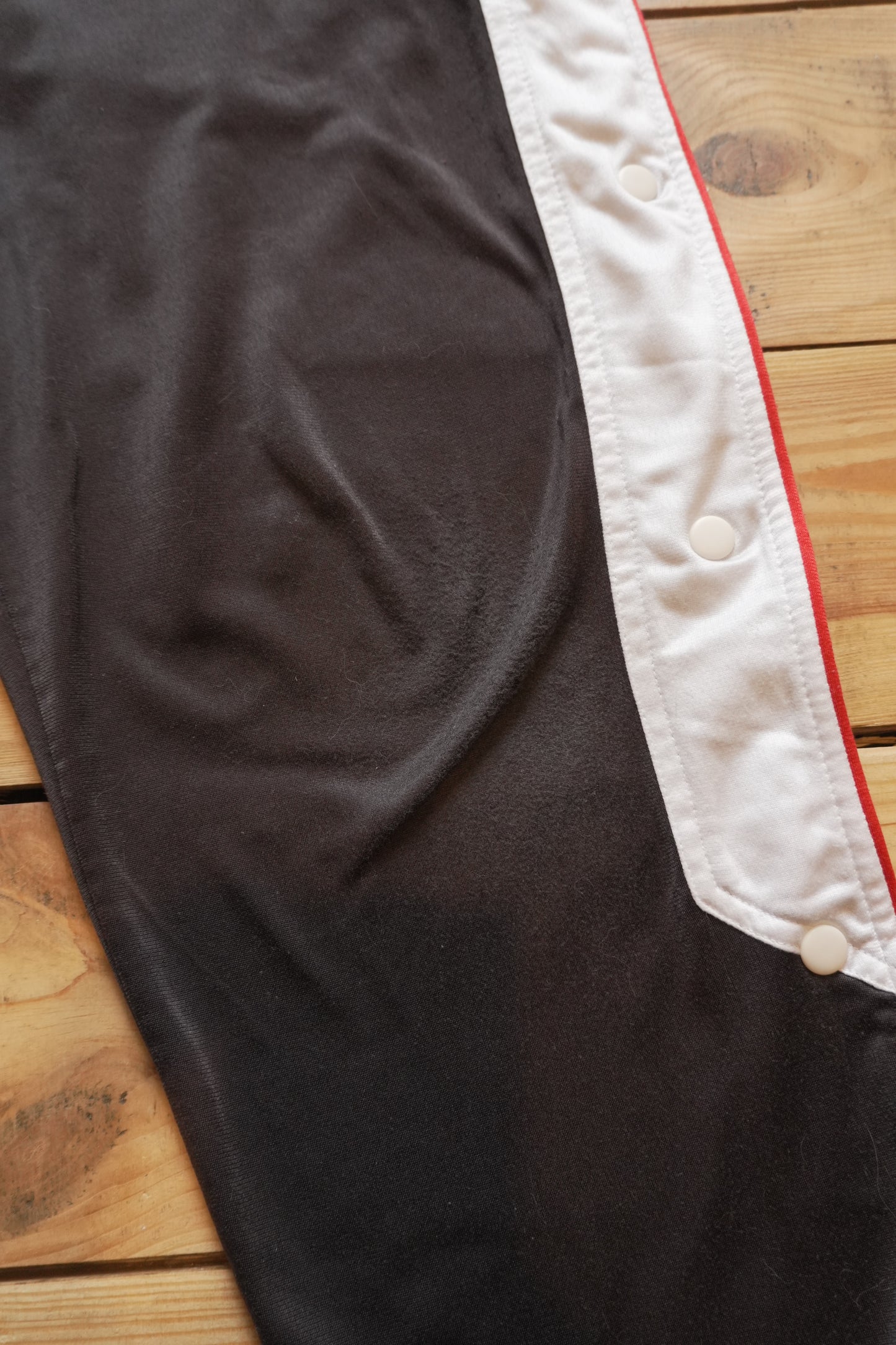 Nike Popper Tracksuit Bottoms Snap Button Studs XS Black White Red Trousers