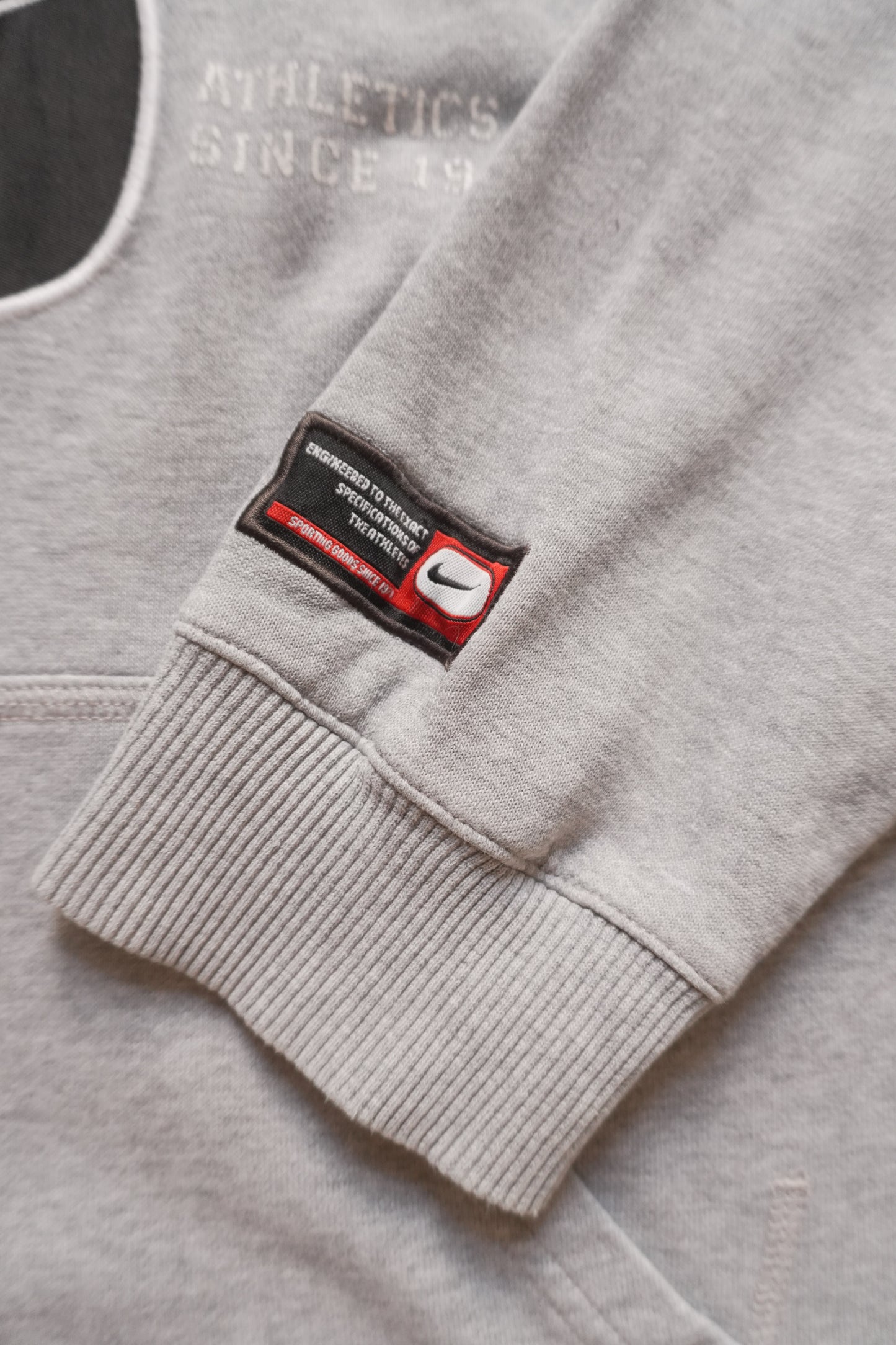 Vintage Nike Hoodie Grey Black Swoosh Patch on Chest Men's Medium