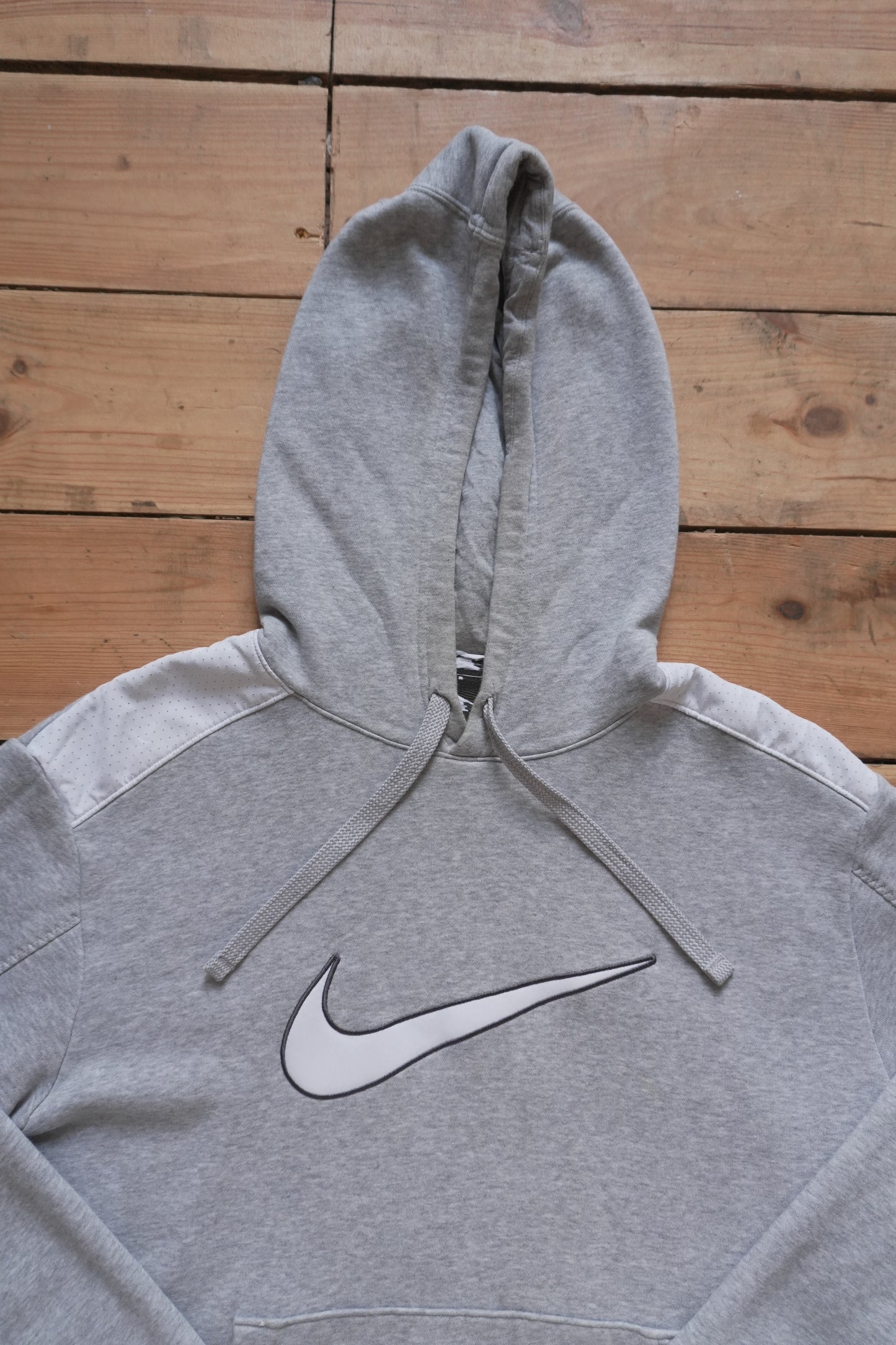 Nike Hoodie Grey White Shoulder Detail Men's Medium Sportswear
