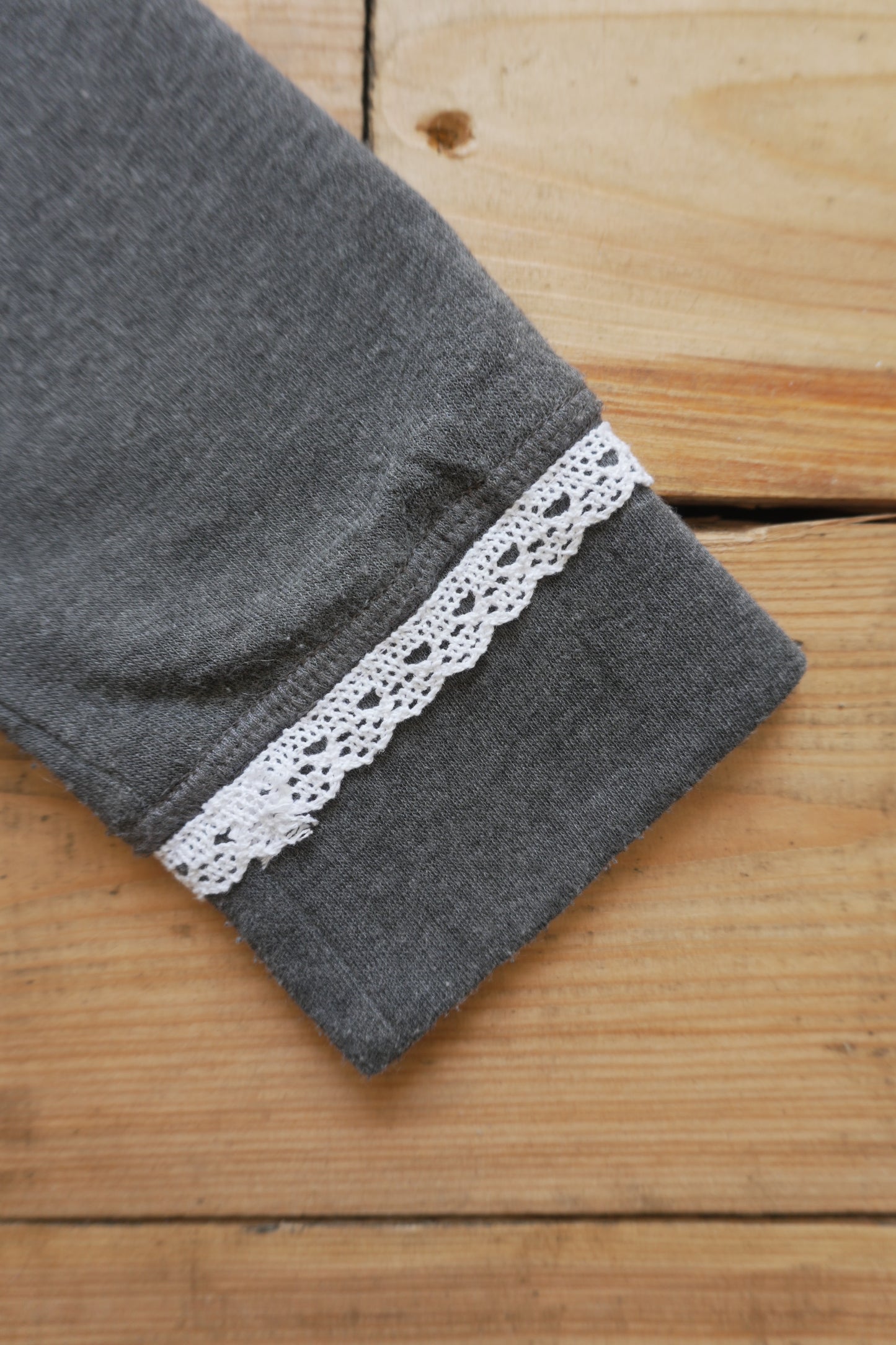 Vintage Nautica Cropped Hoodie Grey Orange White Lace Trim XL Rework Up-cycled