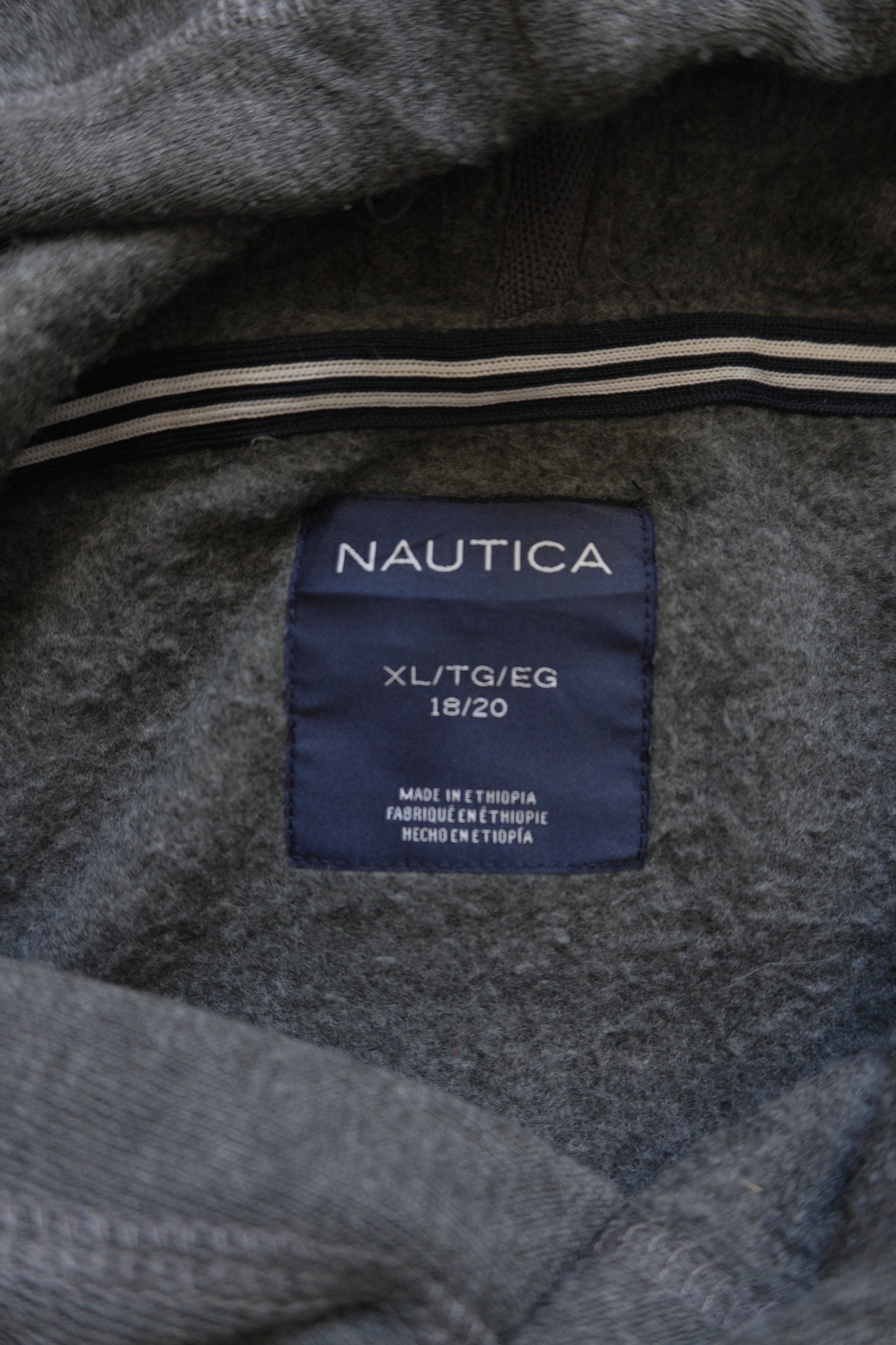 Vintage Nautica Cropped Hoodie Grey Orange White Lace Trim XL Rework Up-cycled
