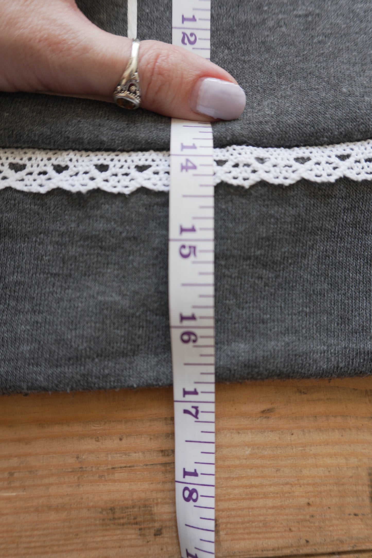 Vintage Nautica Cropped Hoodie Grey Orange White Lace Trim XL Rework Up-cycled