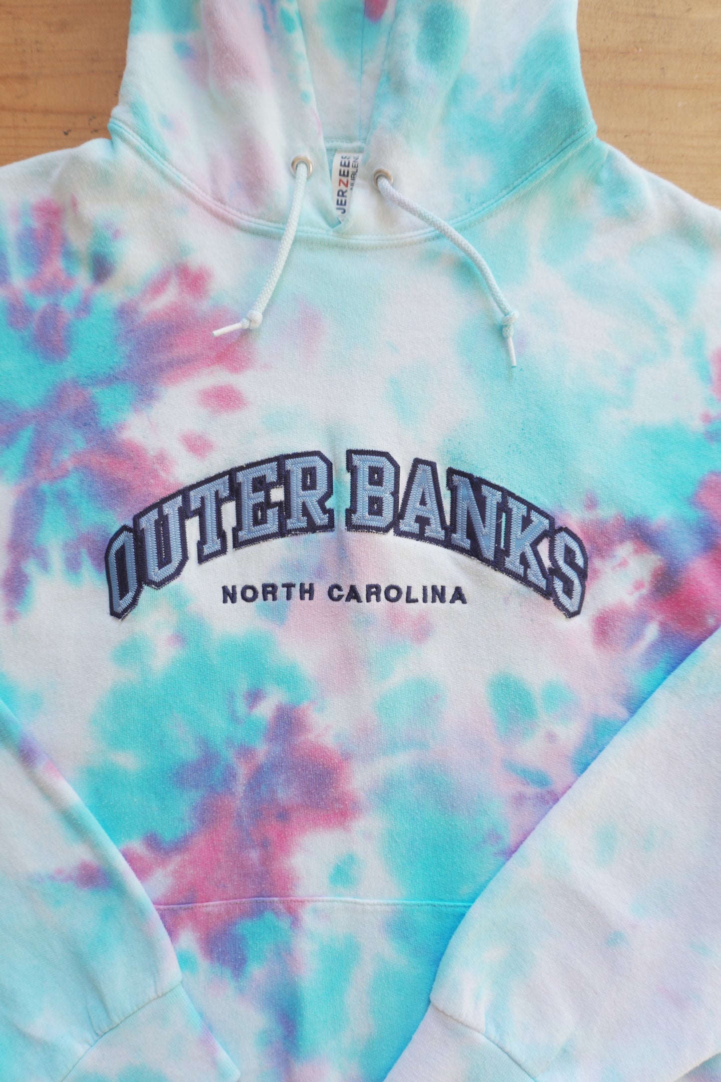Outer Banks Hoodie Tie Dye Pink Turquoise Netflix TV Show Jerzees Men's Large