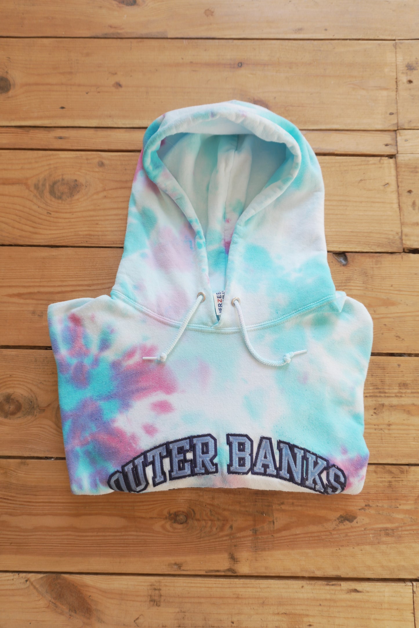 Outer Banks Hoodie Tie Dye Pink Turquoise Netflix TV Show Jerzees Men's Large