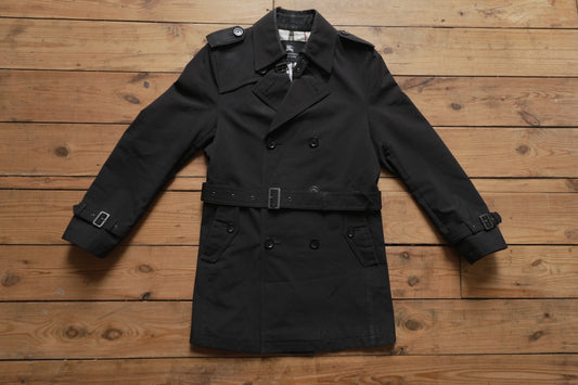 Burberry Black Trench Coat Vintage Black Label Rare Men's Small