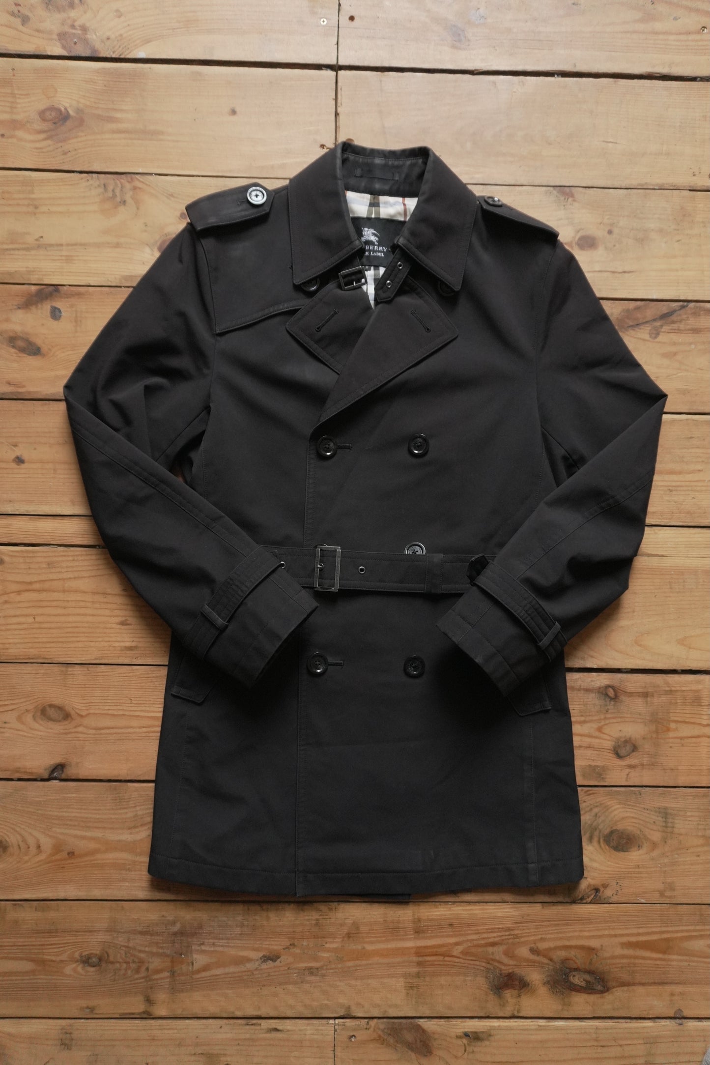 Burberry Black Trench Coat Vintage Black Label Rare Men's Small