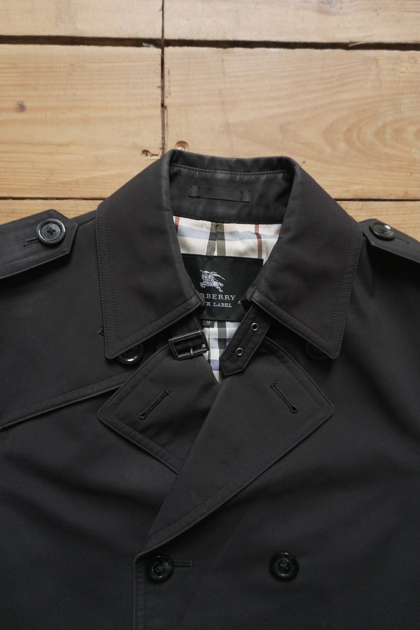 Burberry Black Trench Coat Vintage Black Label Rare Men's Small