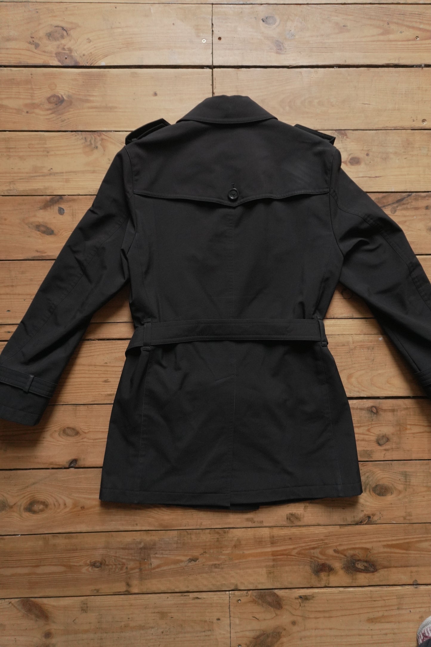 Burberry Black Trench Coat Vintage Black Label Rare Men's Small