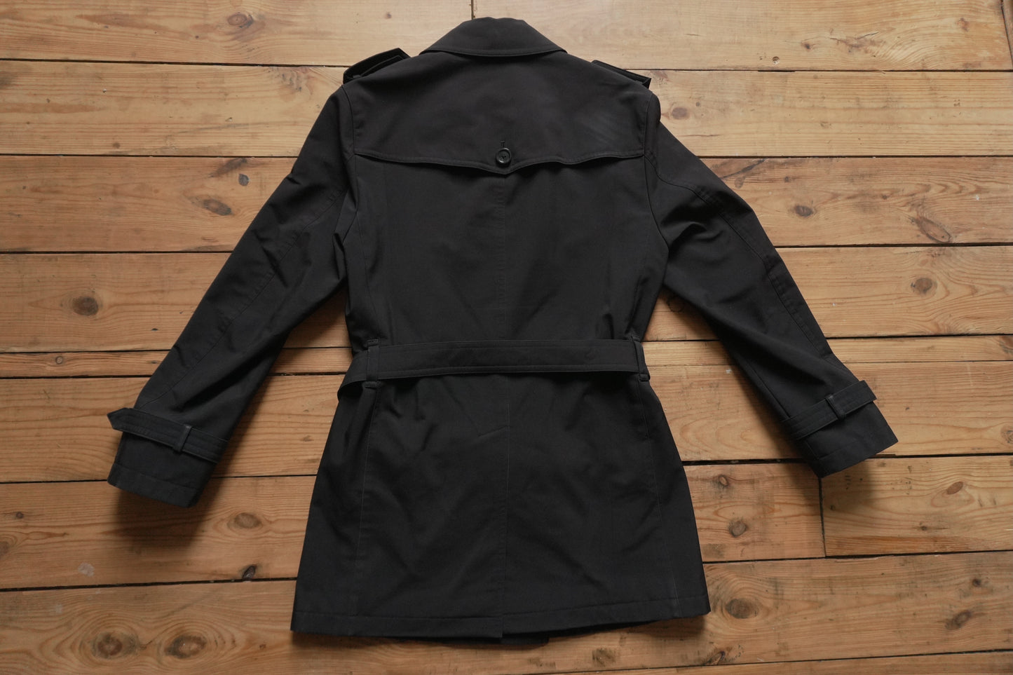Burberry Black Trench Coat Vintage Black Label Rare Men's Small
