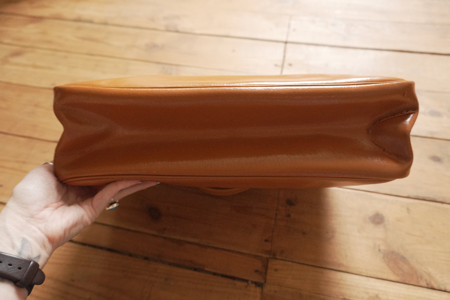 Longchamp Leather Tote Bag Orange Roseau Handbag Horse Logo with dust bag