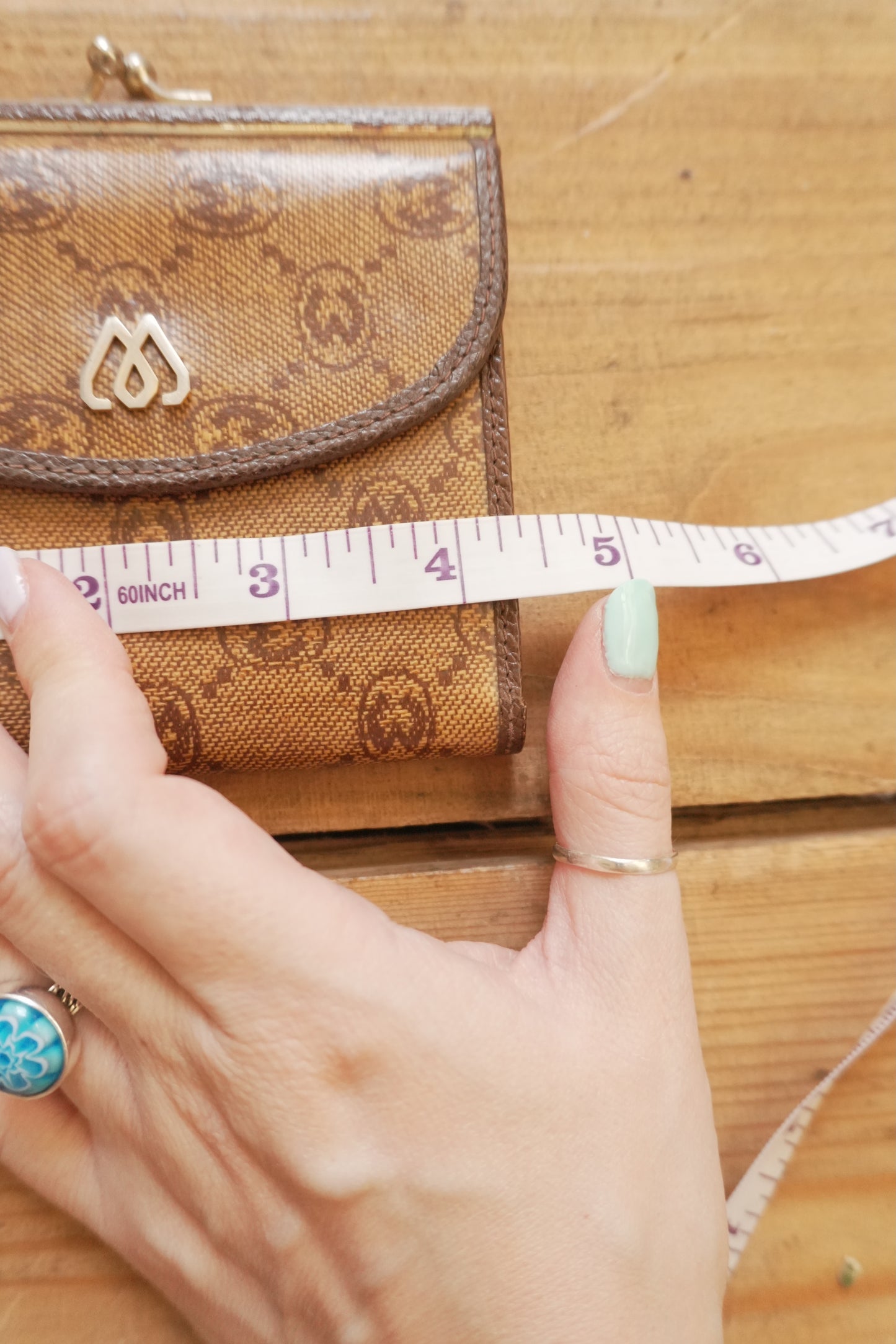 Vintage Brown Leather Purse Wallet Morabito Gold Harware
