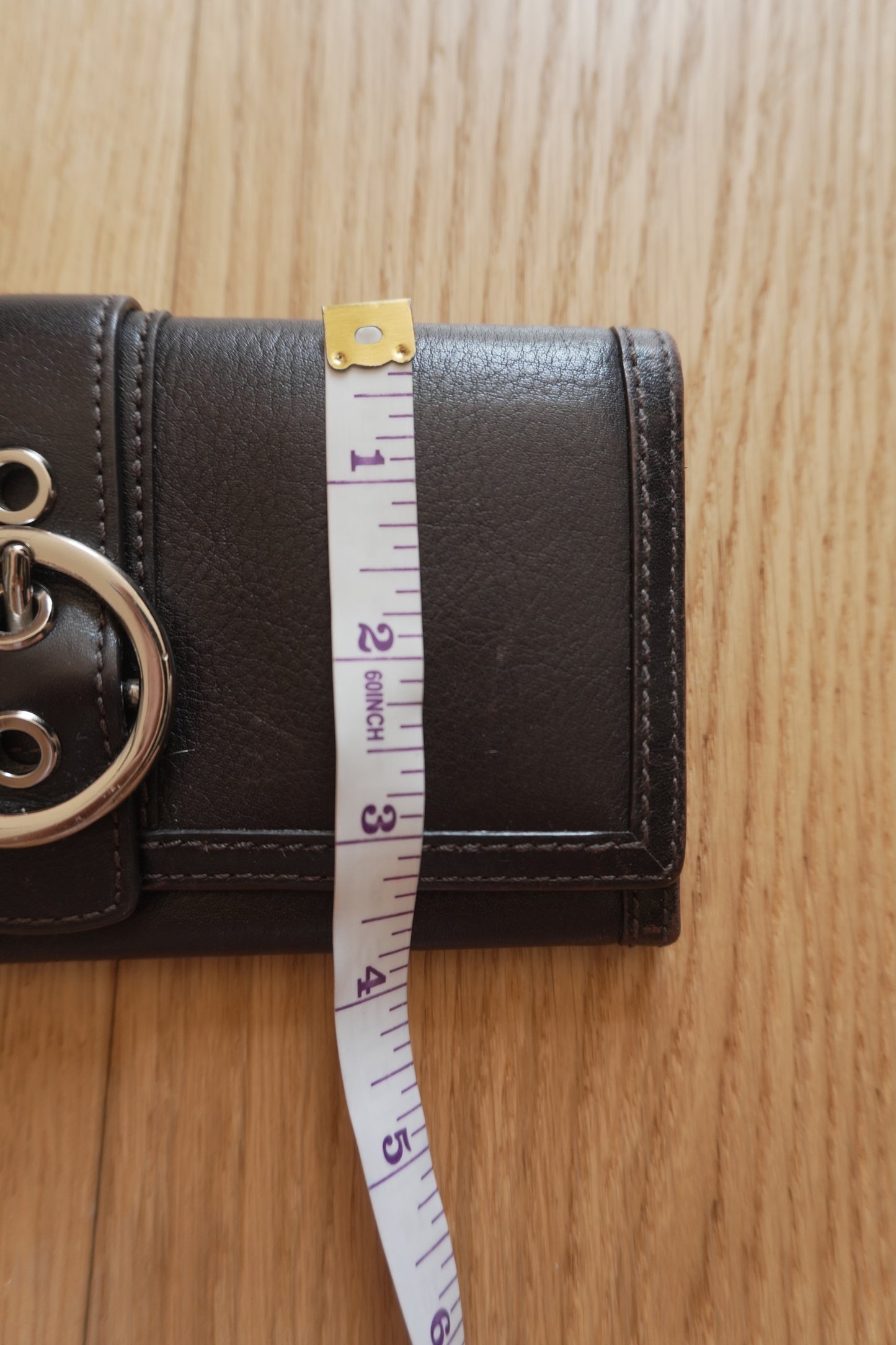 Coach Vintage Wallet Y2K Black Leather Flap Purse Silver Buckle Coin Pocket 2000