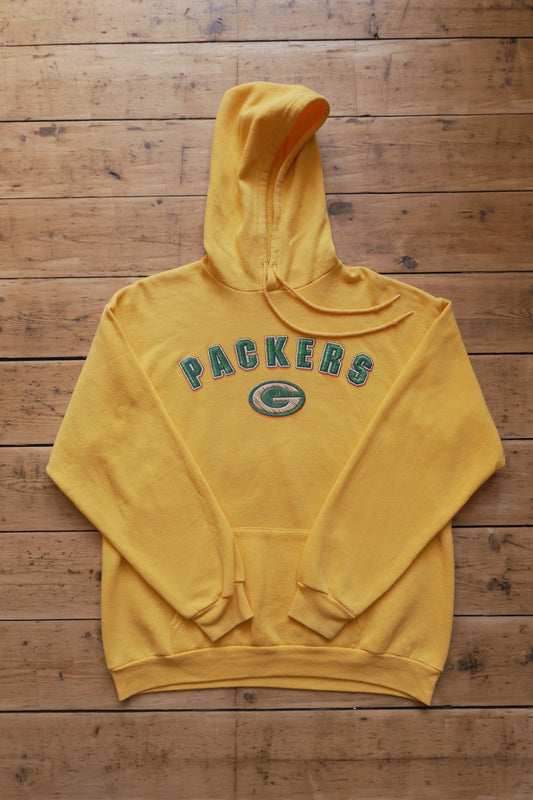 Hoodie Vintage Greenbay Packers 90s 2000s Yellow NFL Men's Large US Sportswear