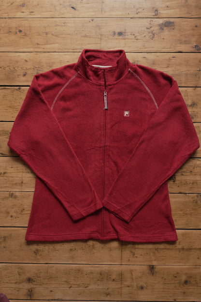 Fleece Fila Jacket Red Women's XL Full Zip Up High Neck Gorpcore