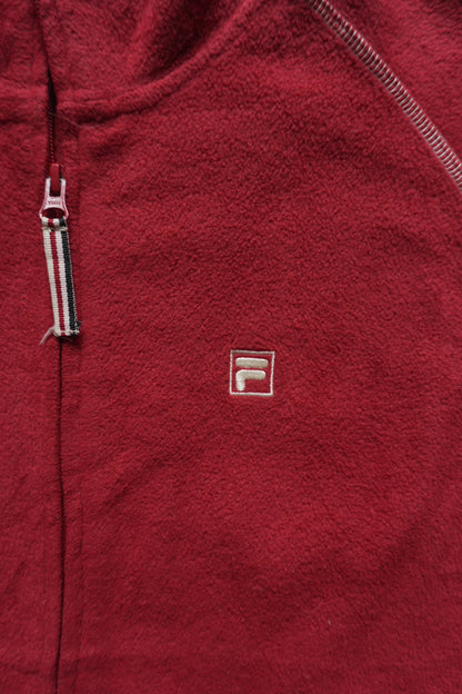 Fleece Fila Jacket Red Women's XL Full Zip Up High Neck Gorpcore