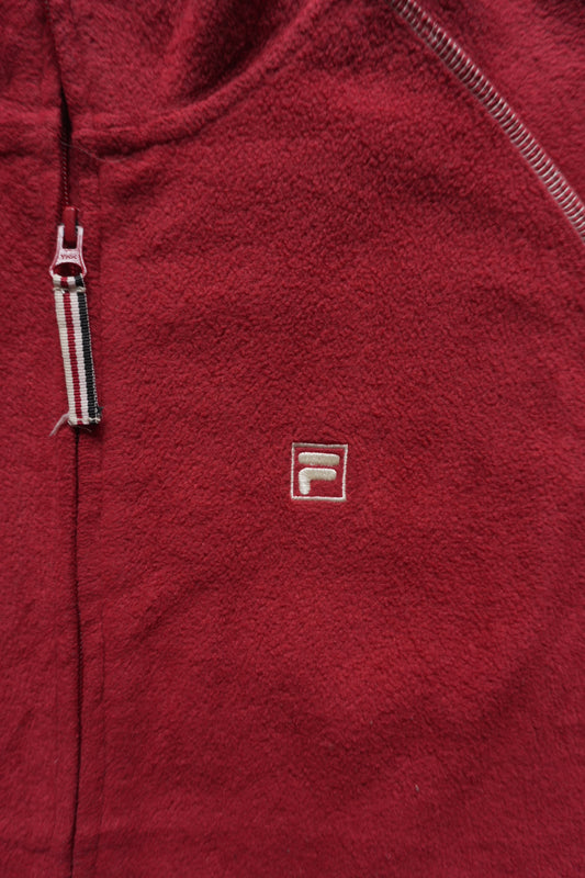 Fleece Fila Jacket Red Women's XL Full Zip Up High Neck Gorpcore