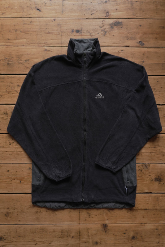 Fleece Vintage 90s Adidas ClimaWarm Jacket Black Grey Men's Medium Man Gorpcore Casual Outdoors Full Zip