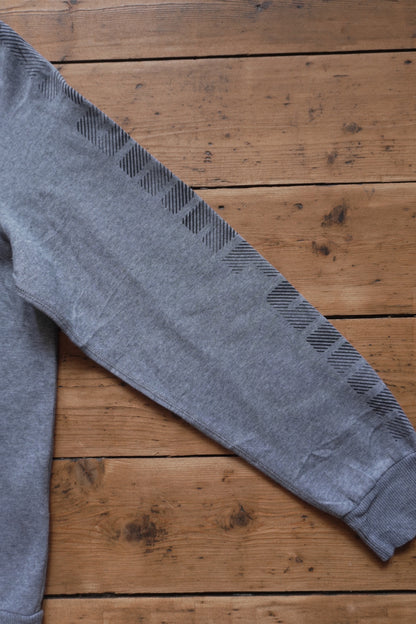 Hoodie Puma Grey Men's Large Full Zip Black Print on Sleeve