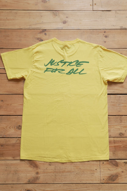 Supreme Yellow "Justice for All" T-shirt Made in USA Early 2000's Men's Large