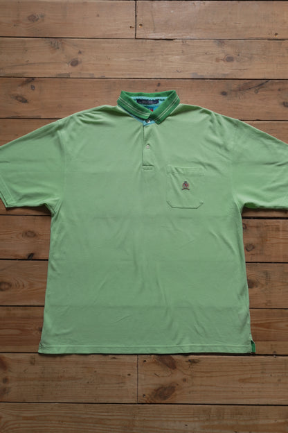 Vintage Tommy Hilfiger Polo Shirt Green 90s - 2000's XL Blue Details Cotton